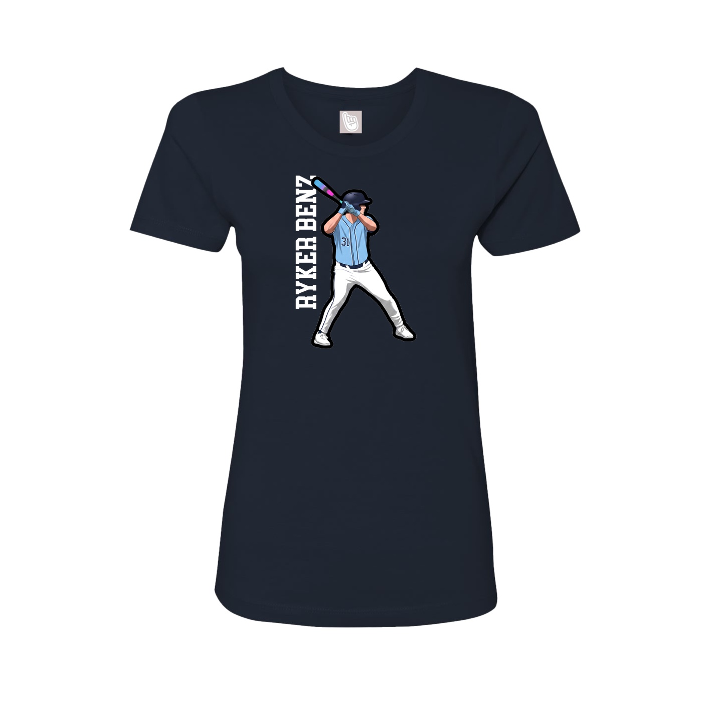 Fitted Women's Tee — Name Vertical in Navy