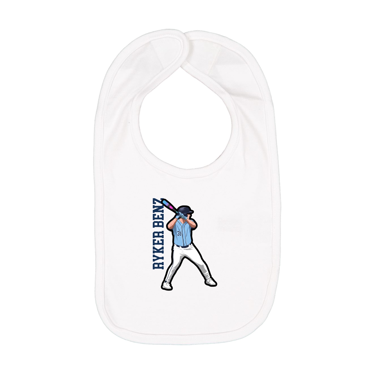 Infant Bib — Name Vertical in White