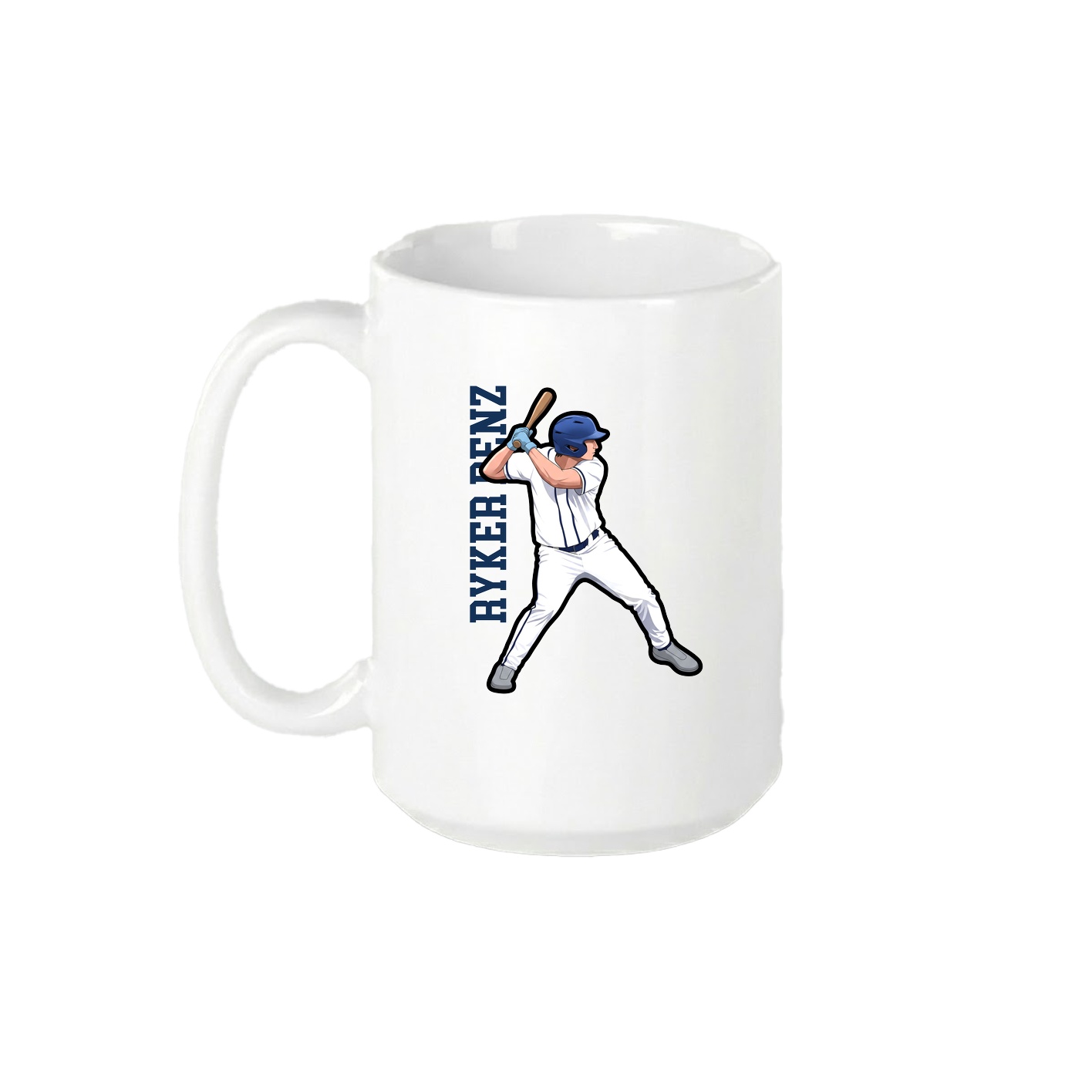 15oz Coffee Mug — Name Vertical in White