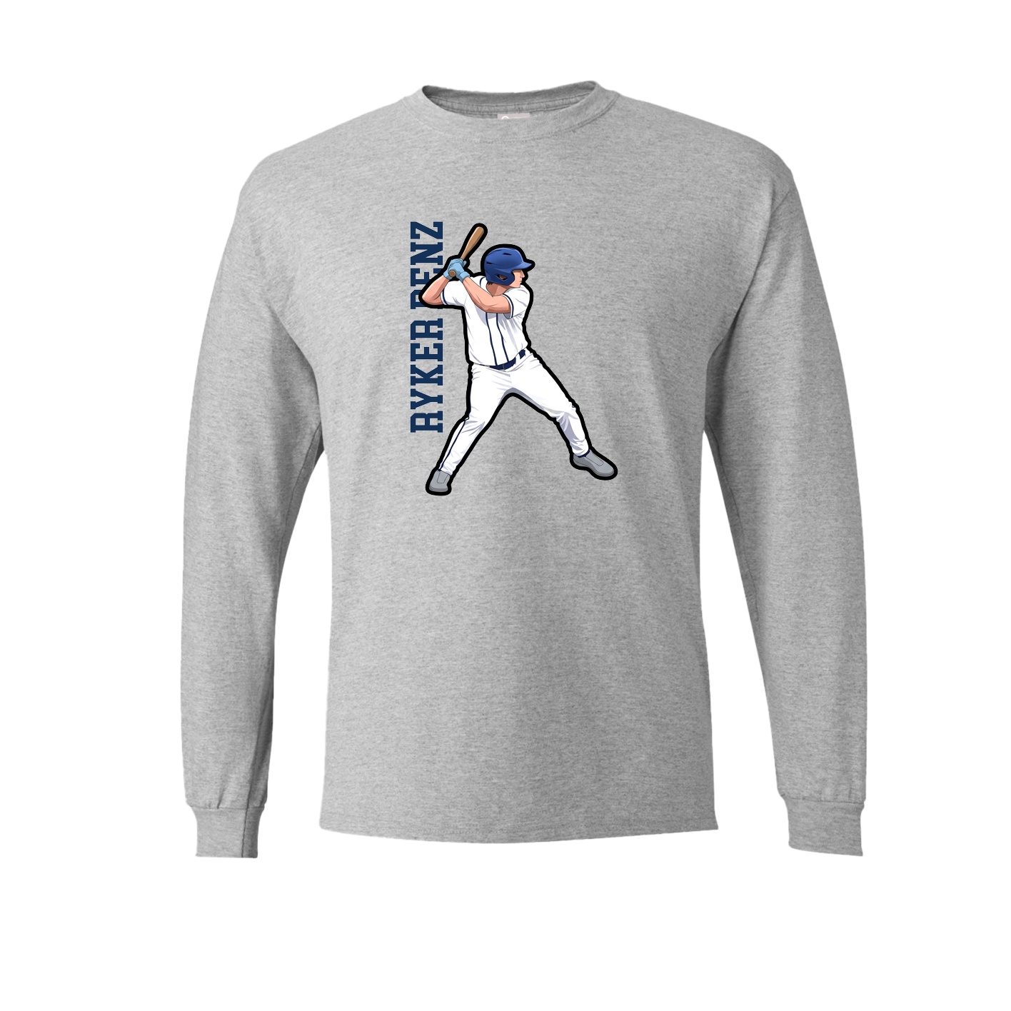 Long Sleeve Tee — Name Vertical in Grey