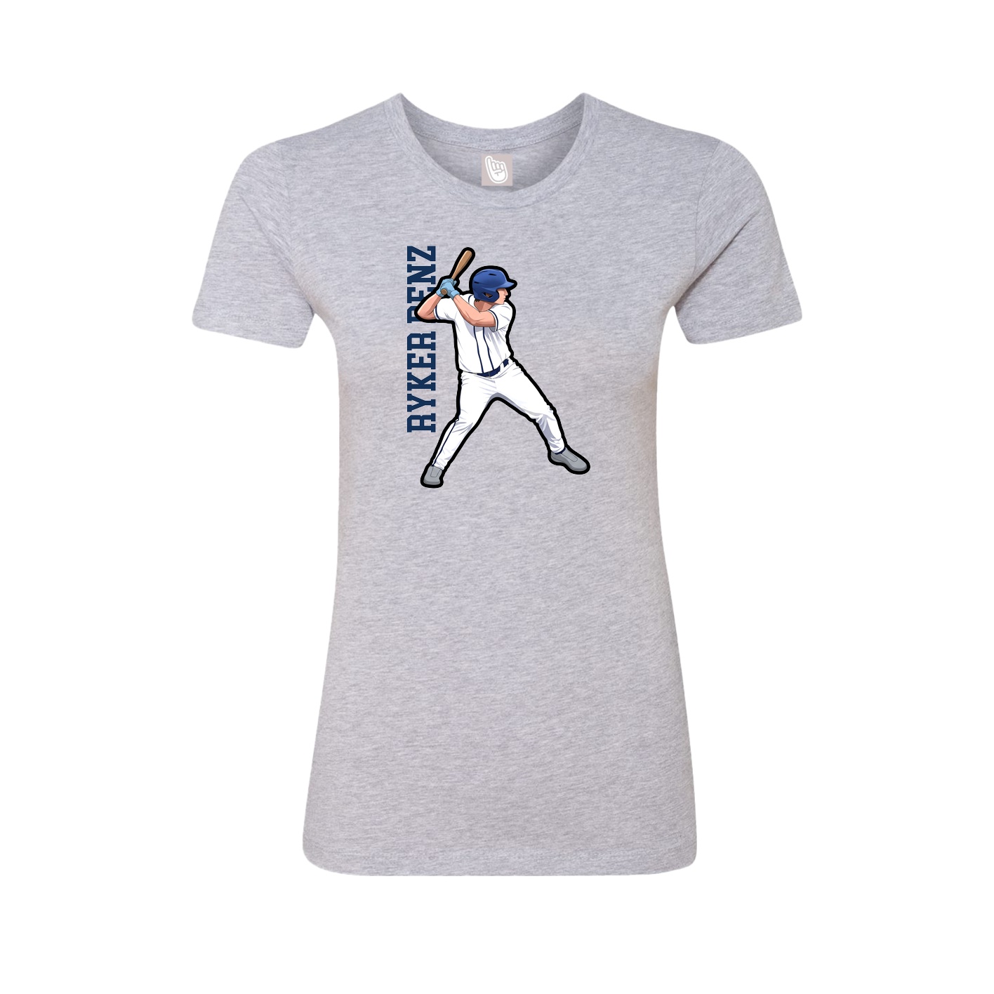 Fitted Women's Tee — Name Vertical in Grey