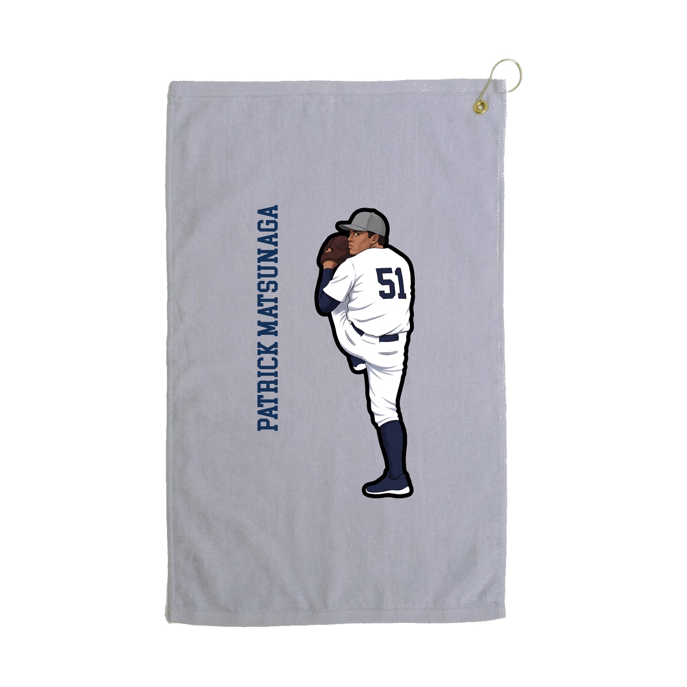Golf Towel — Name Vertical in Grey