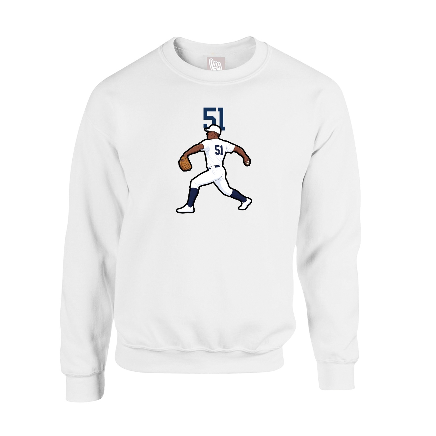 Fleece Crew — Number Top in White