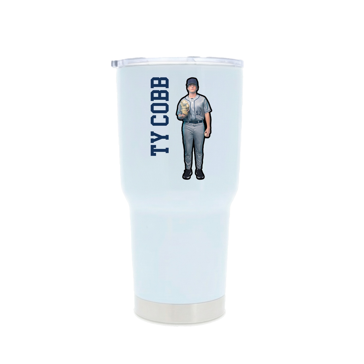 30oz Stainless Steel Tumbler — Name Vertical in White