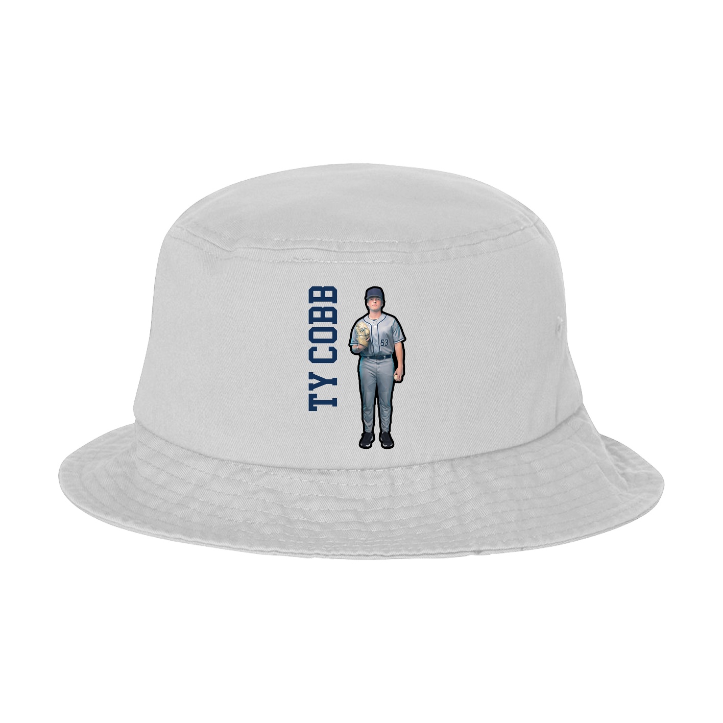 Bucket Cap — Name Vertical in White