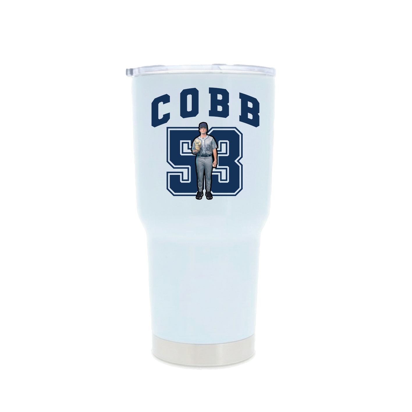 30oz Stainless Steel Tumbler — Number in White