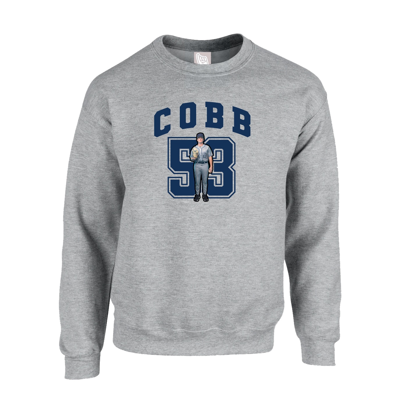 Fleece Crew — Number in Grey