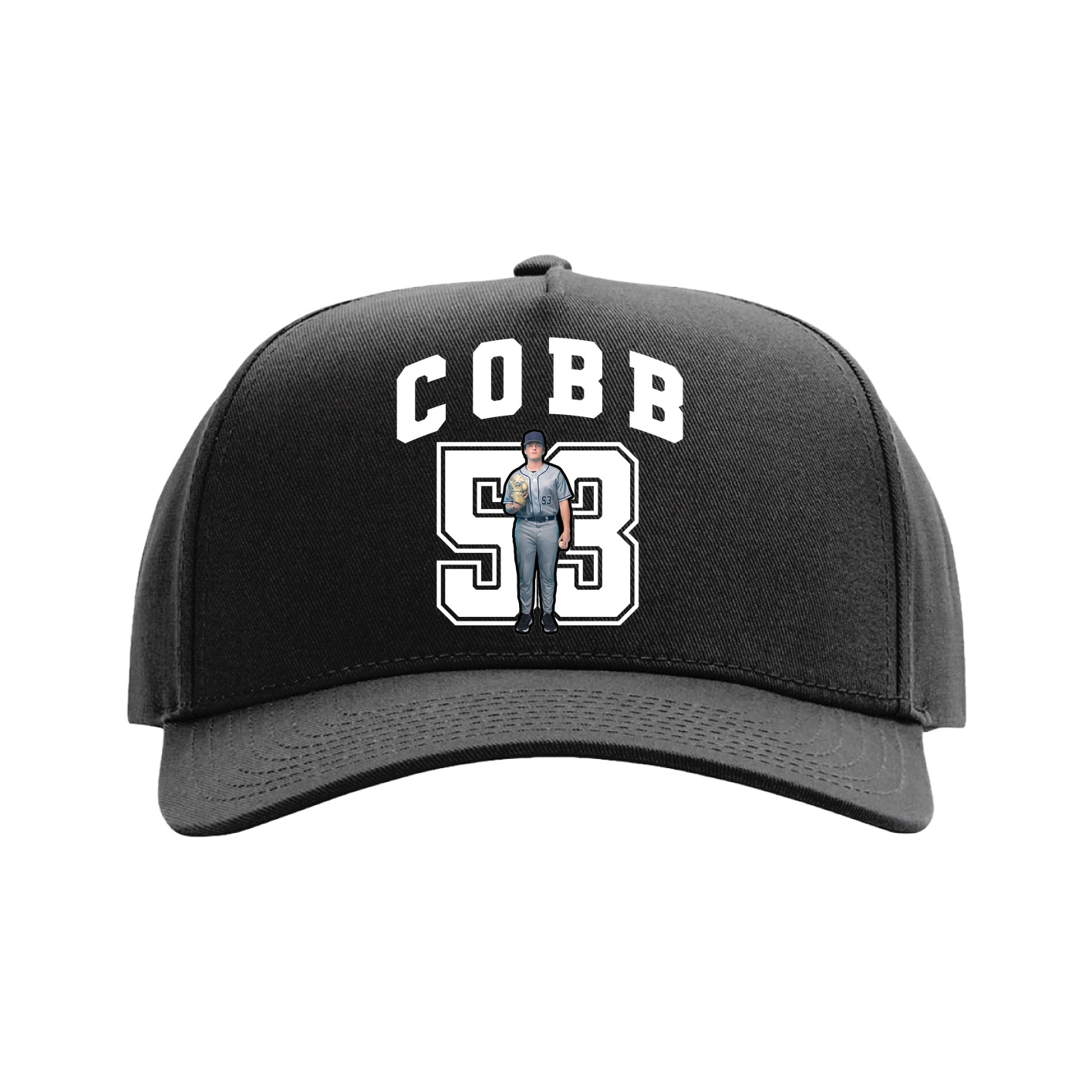Full Fabric Five-Panel Champ Cap — Number in Black