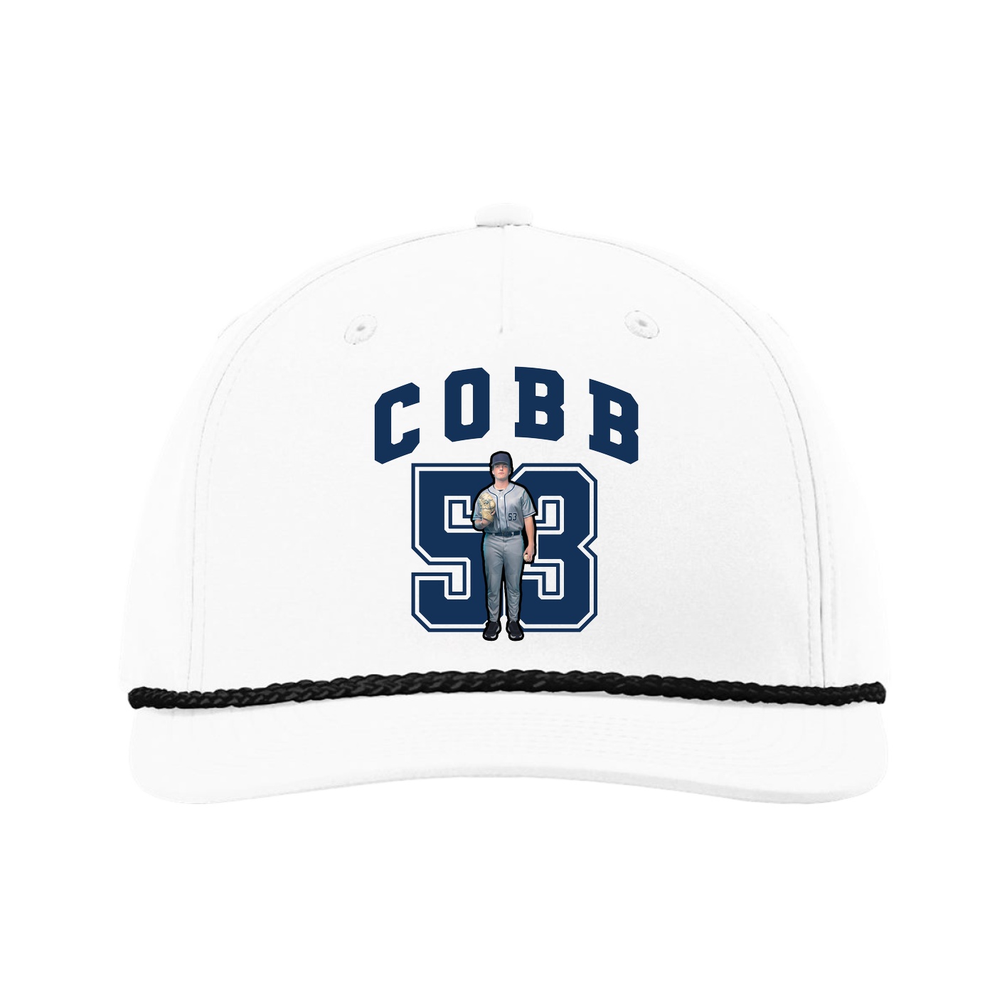 Five-Panel Classic Rope Cap — Number in White