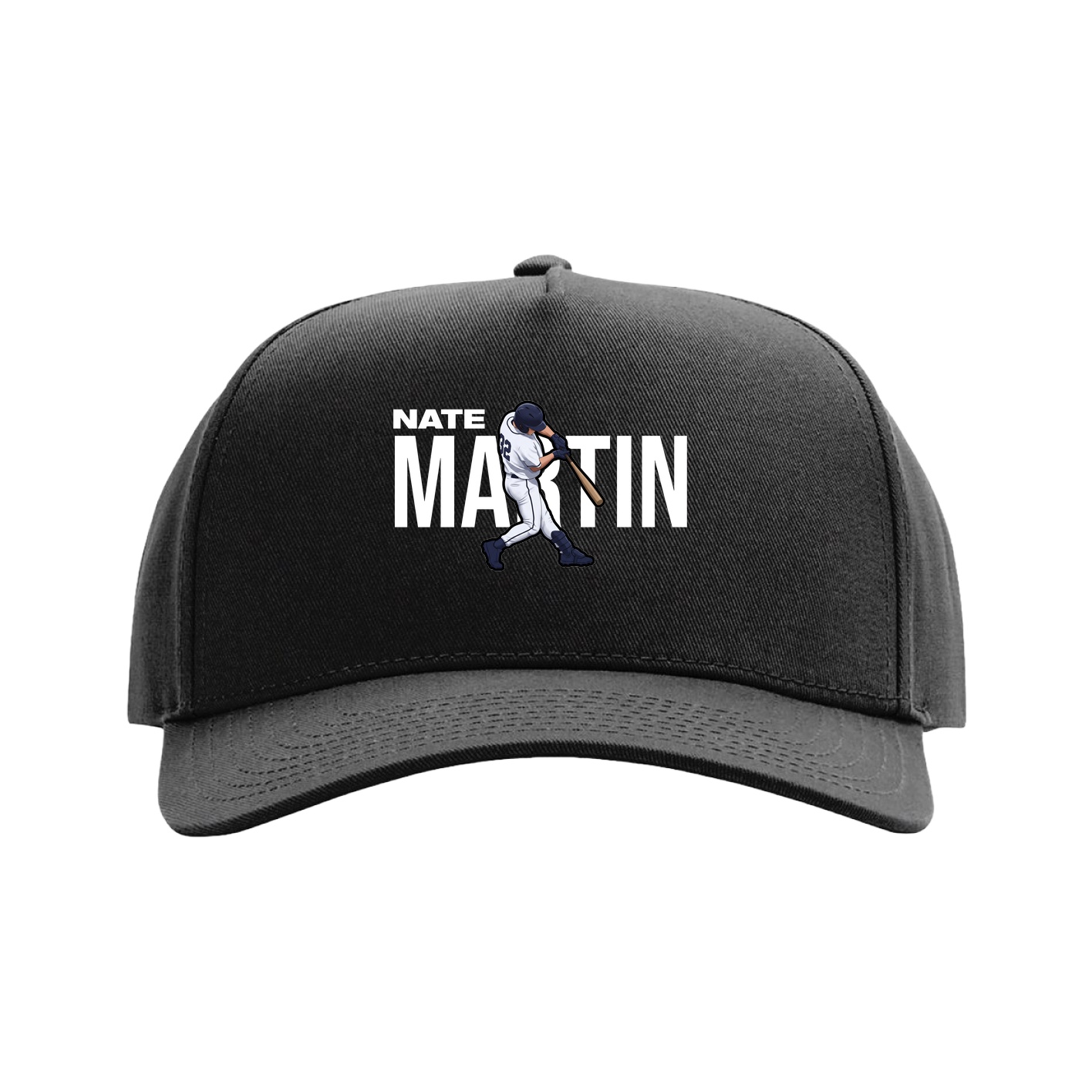 Full Fabric Five-Panel Champ Cap — Player Name in Black
