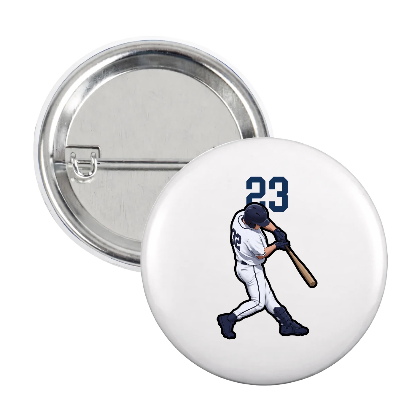 Game Day Button — Number Top in White
