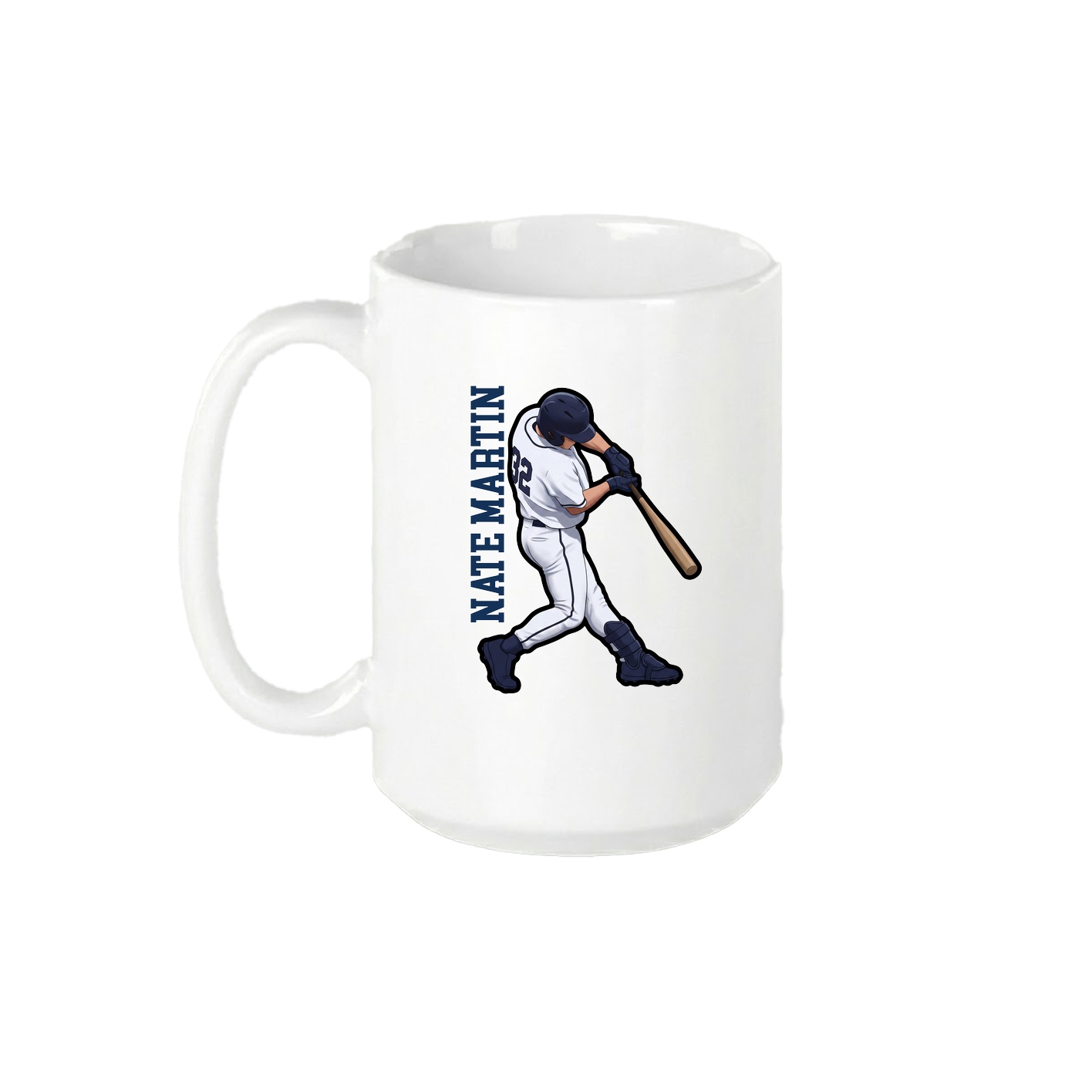 15oz Coffee Mug — Name Vertical in White