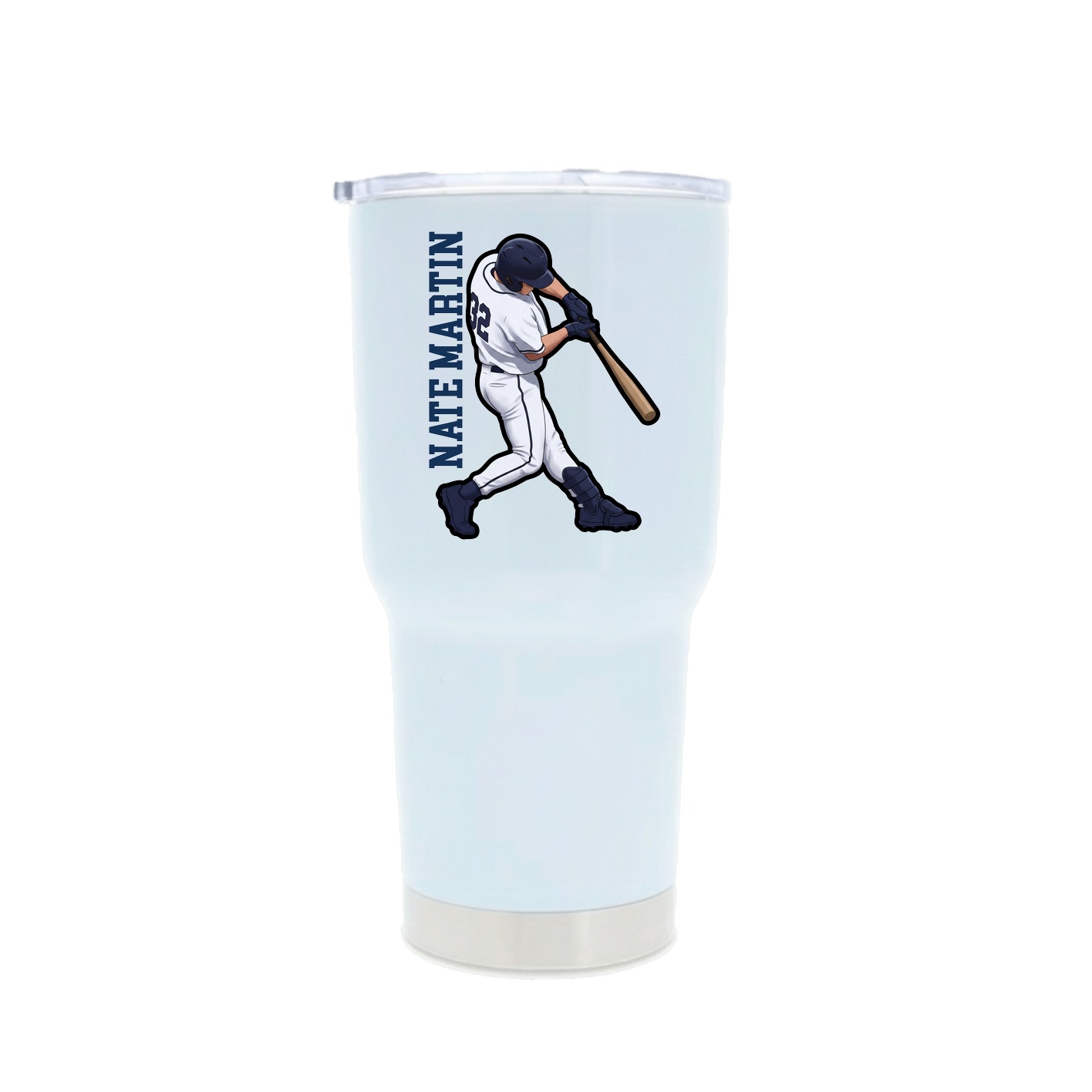 30oz Stainless Steel Tumbler — Name Vertical in White