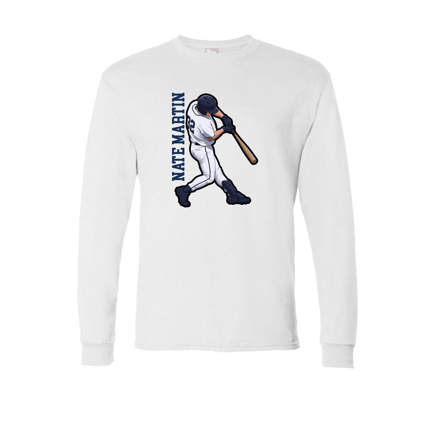 Long Sleeve Tee — Name Vertical in White