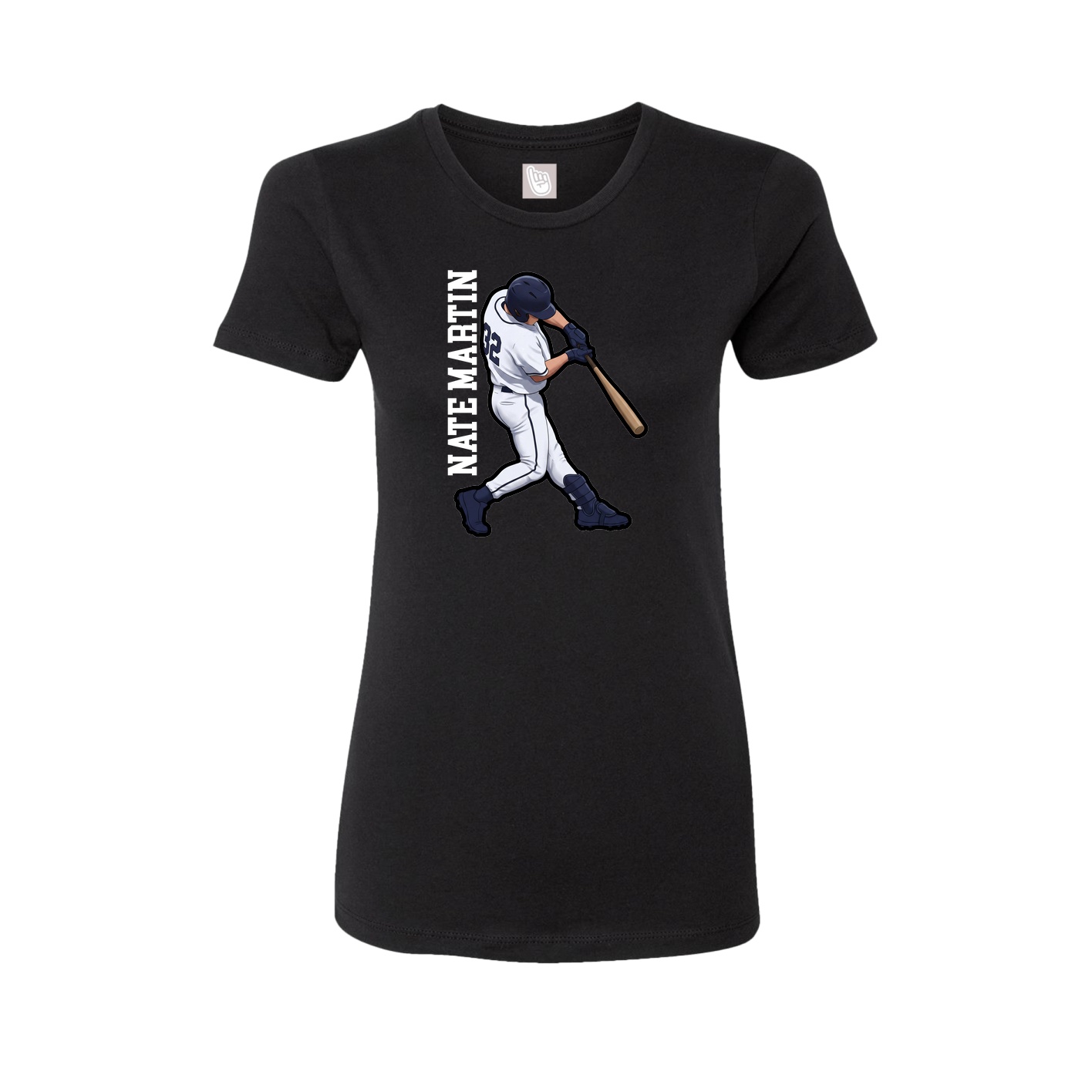 Fitted Women's Tee — Name Vertical in Black