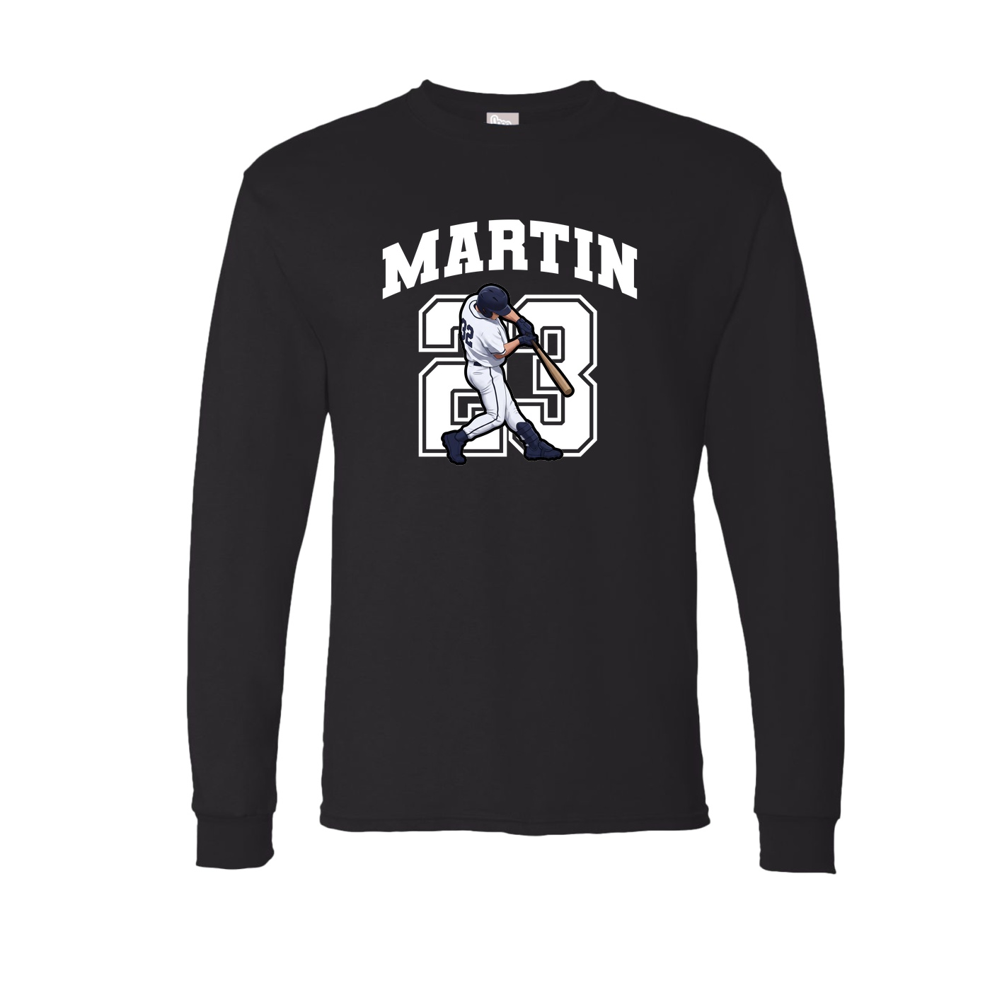 Long Sleeve Tee — Number in Black