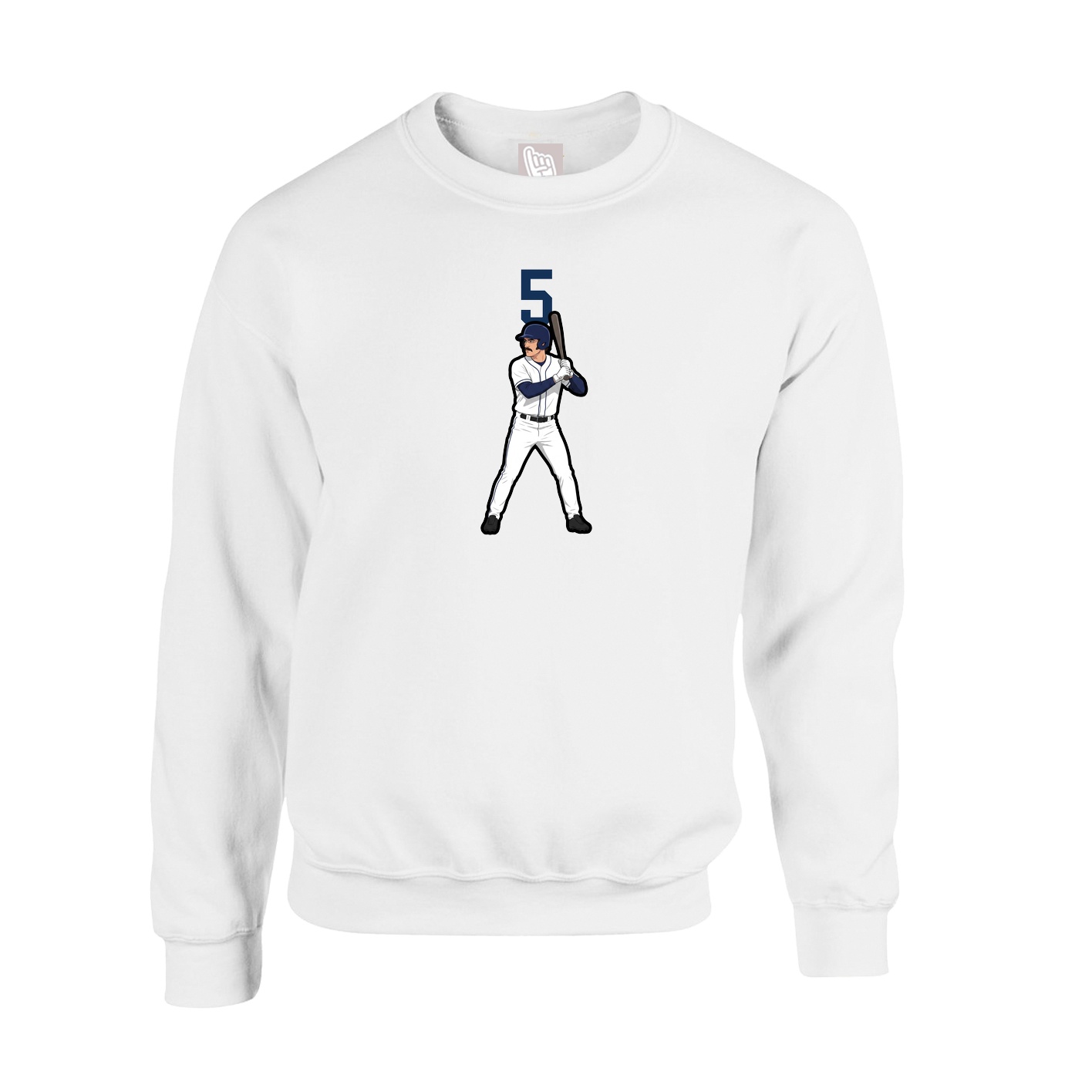Fleece Crew — Number Top in White