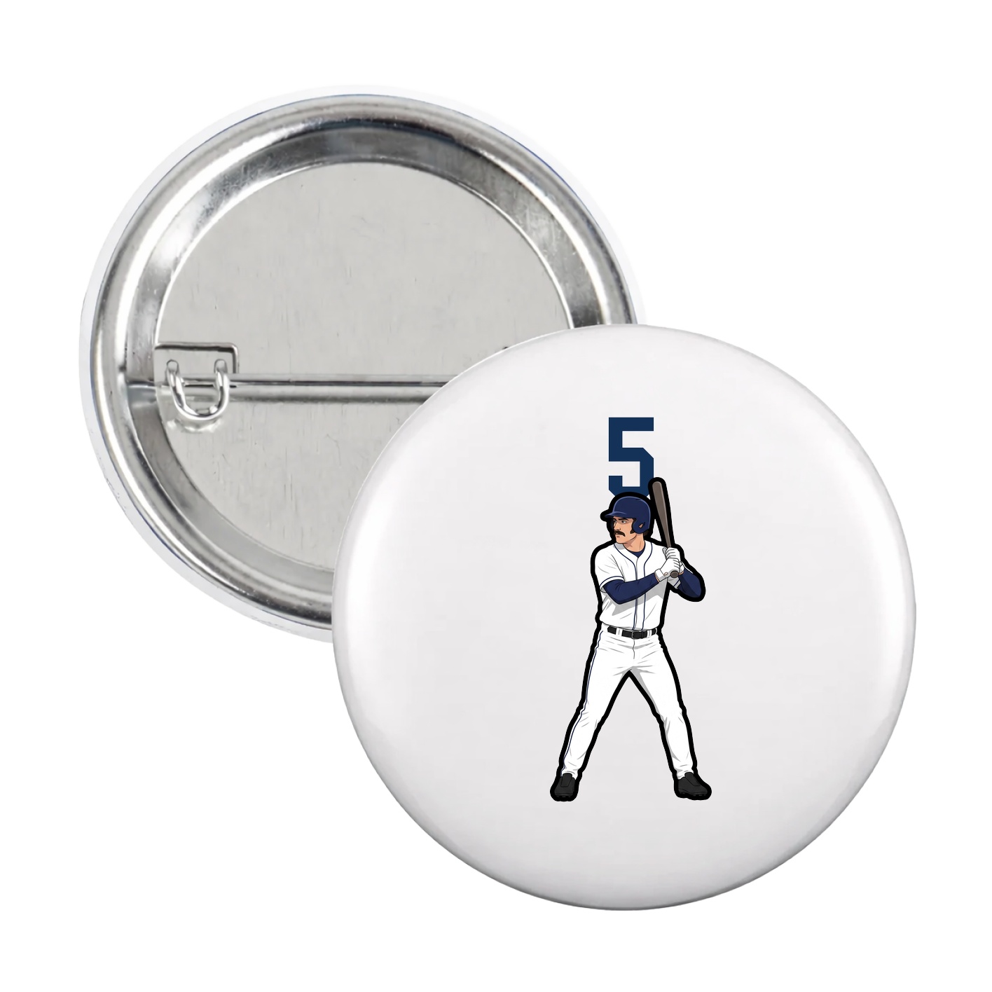 Game Day Button — Number Top in White