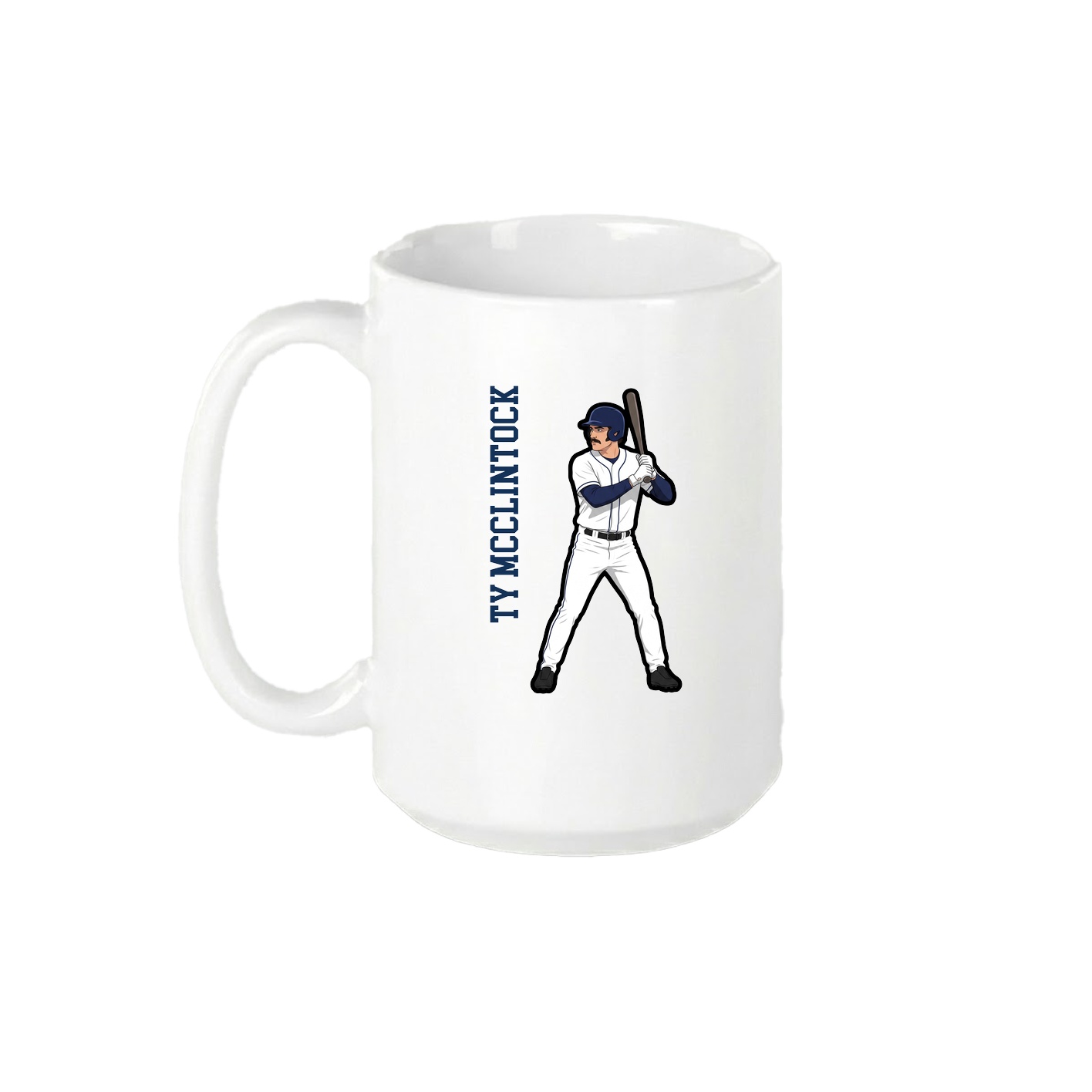 15oz Coffee Mug — Name Vertical in White