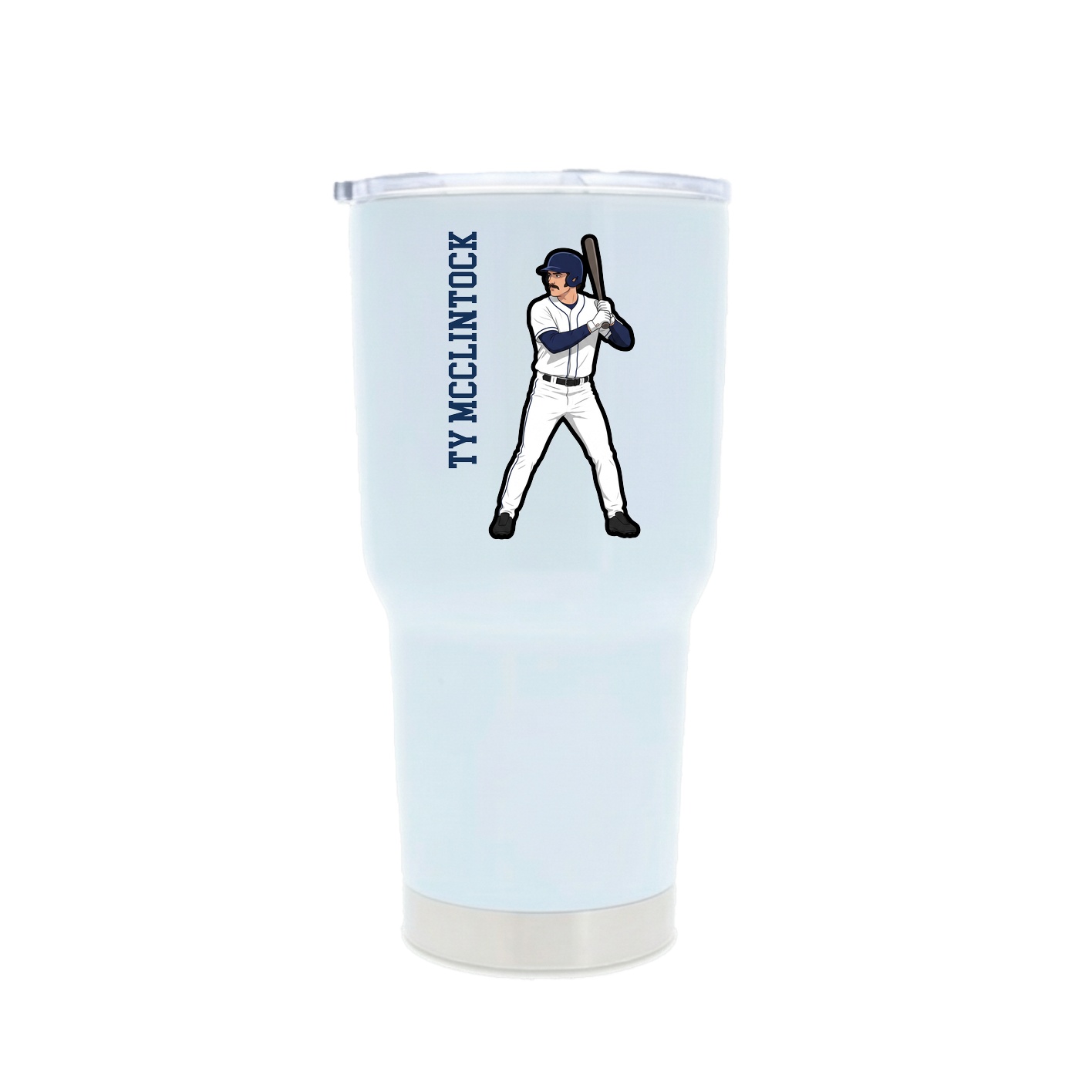 30oz Stainless Steel Tumbler — Name Vertical in White