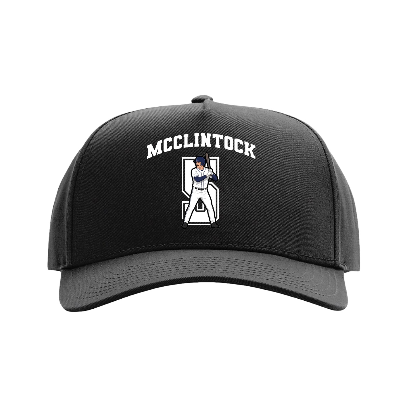 Full Fabric Five-Panel Champ Cap — Number in Black