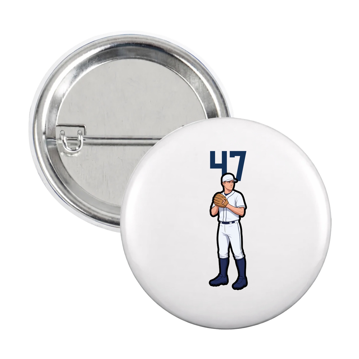Game Day Button — Number Top in White