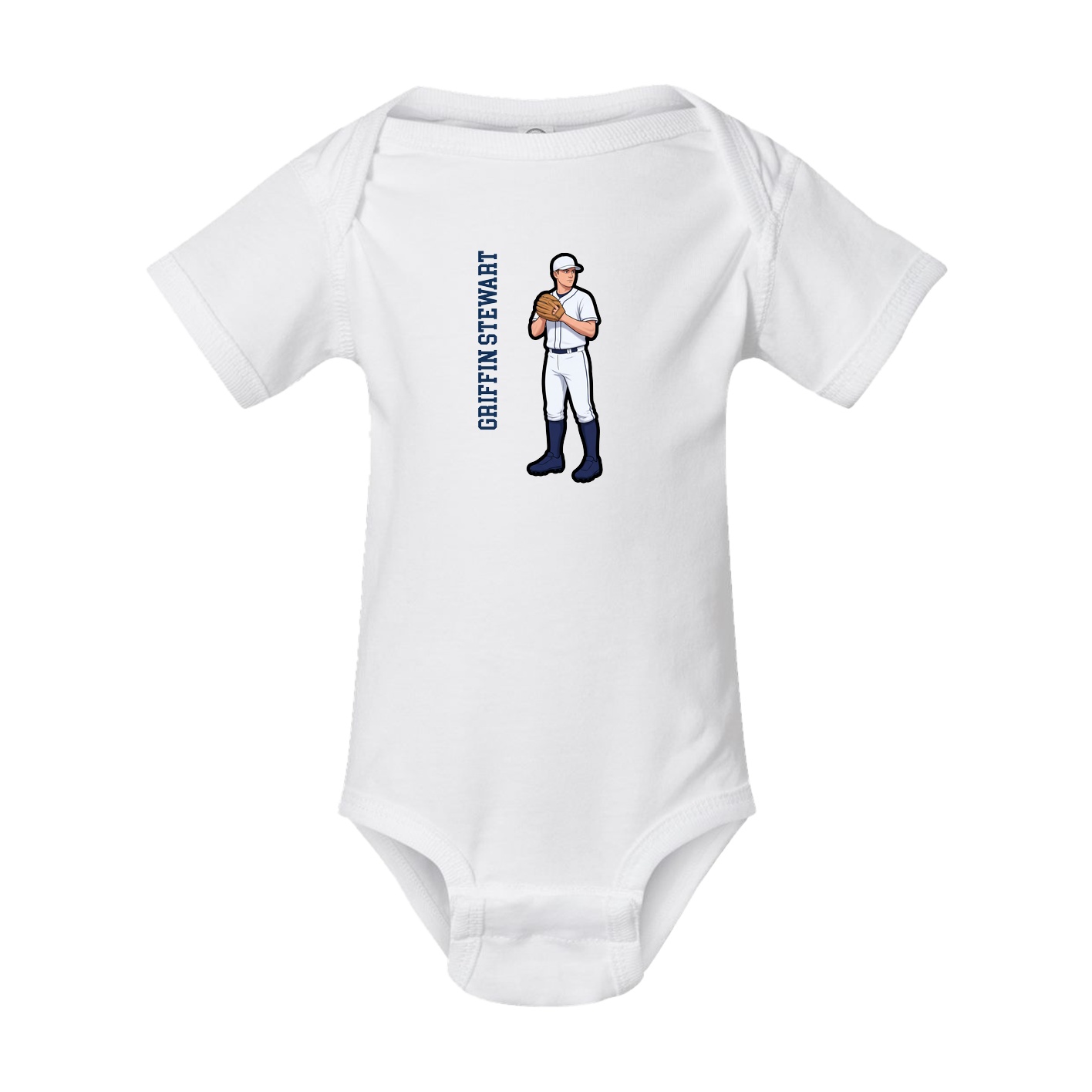 Baby Onesie — Name Vertical in White