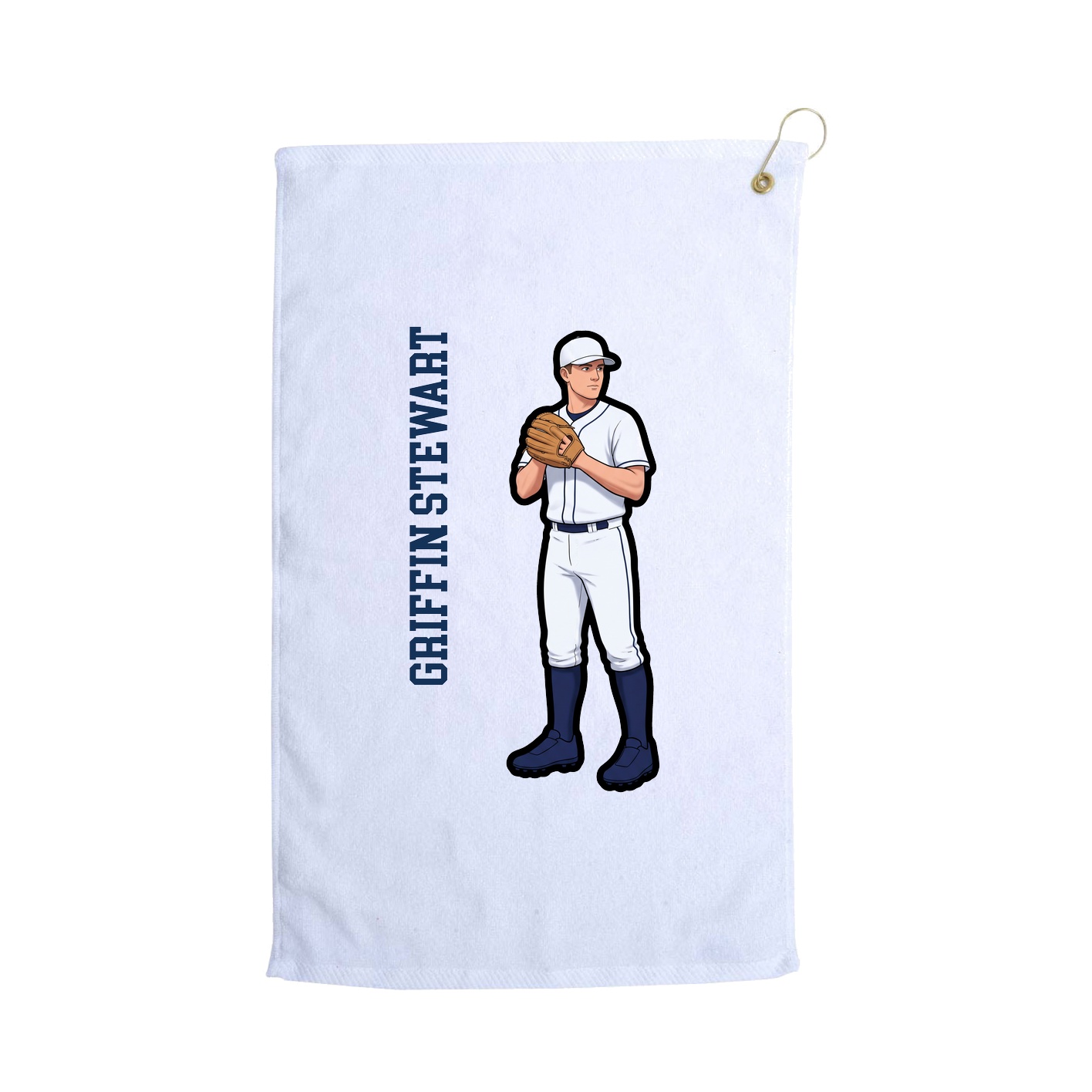Golf Towel — Name Vertical in White
