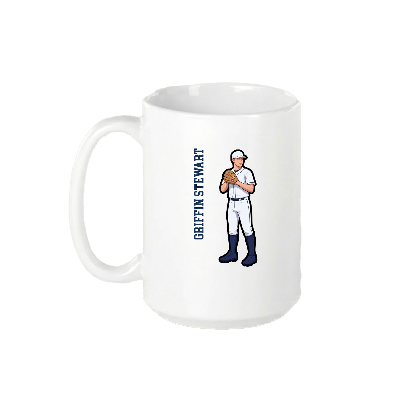 15oz Coffee Mug — Name Vertical in White