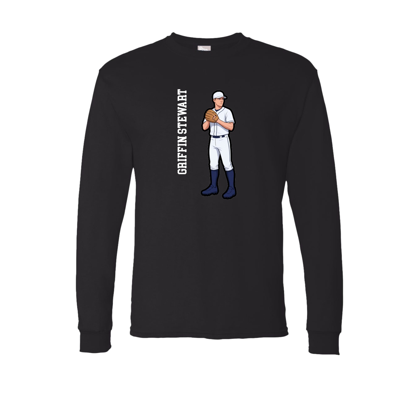 Long Sleeve Tee — Name Vertical in Black