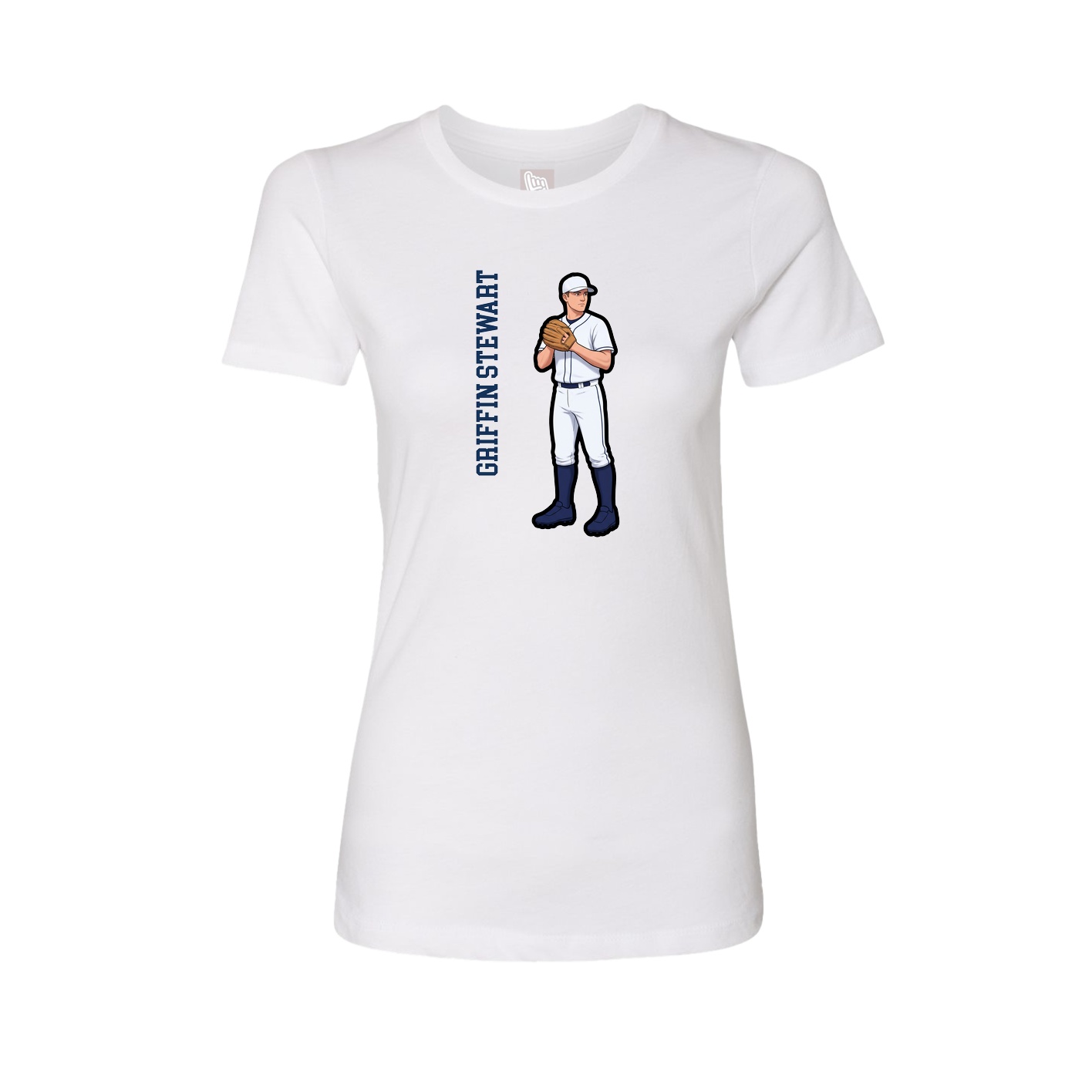 Fitted Women's Tee — Name Vertical in White