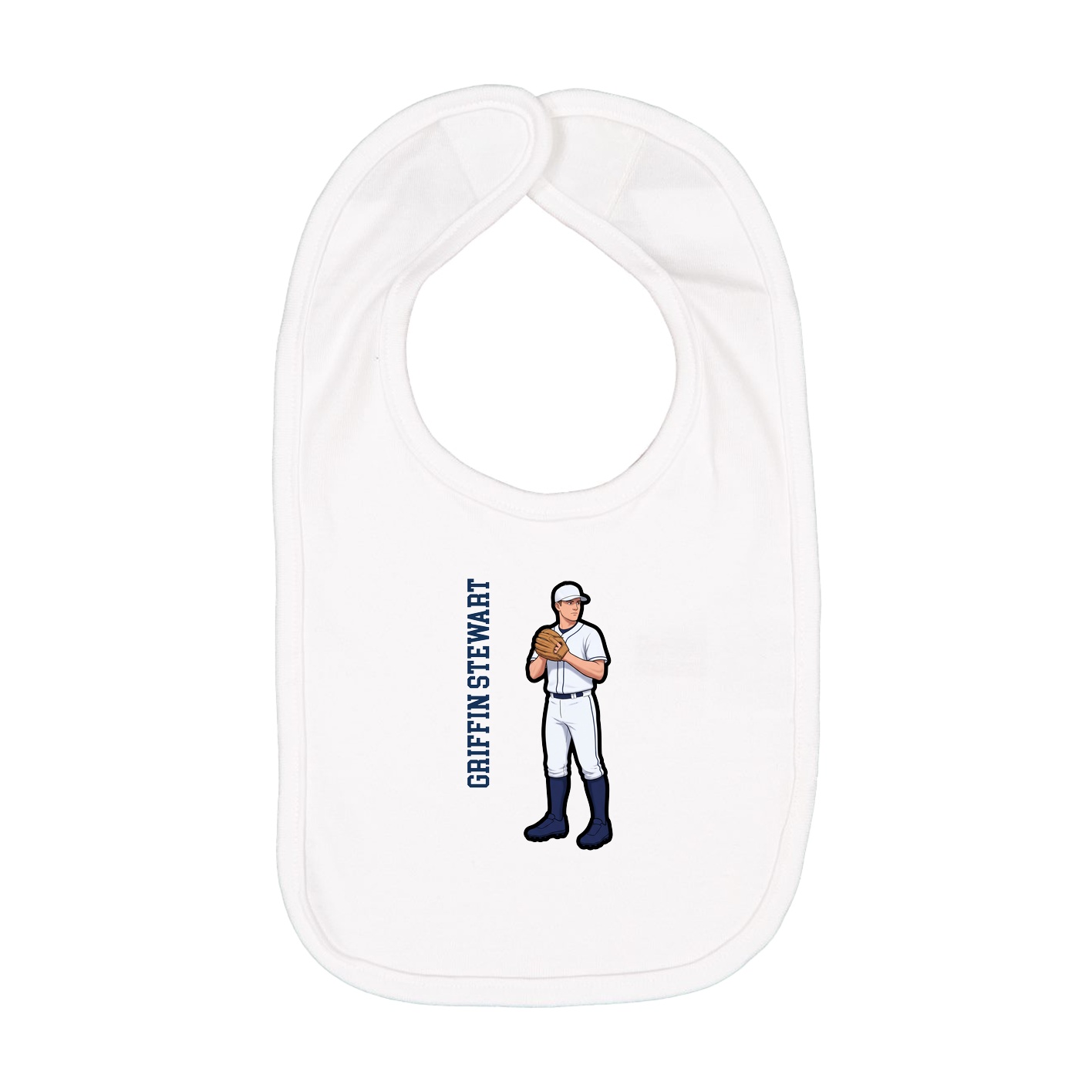 Infant Bib — Name Vertical in White