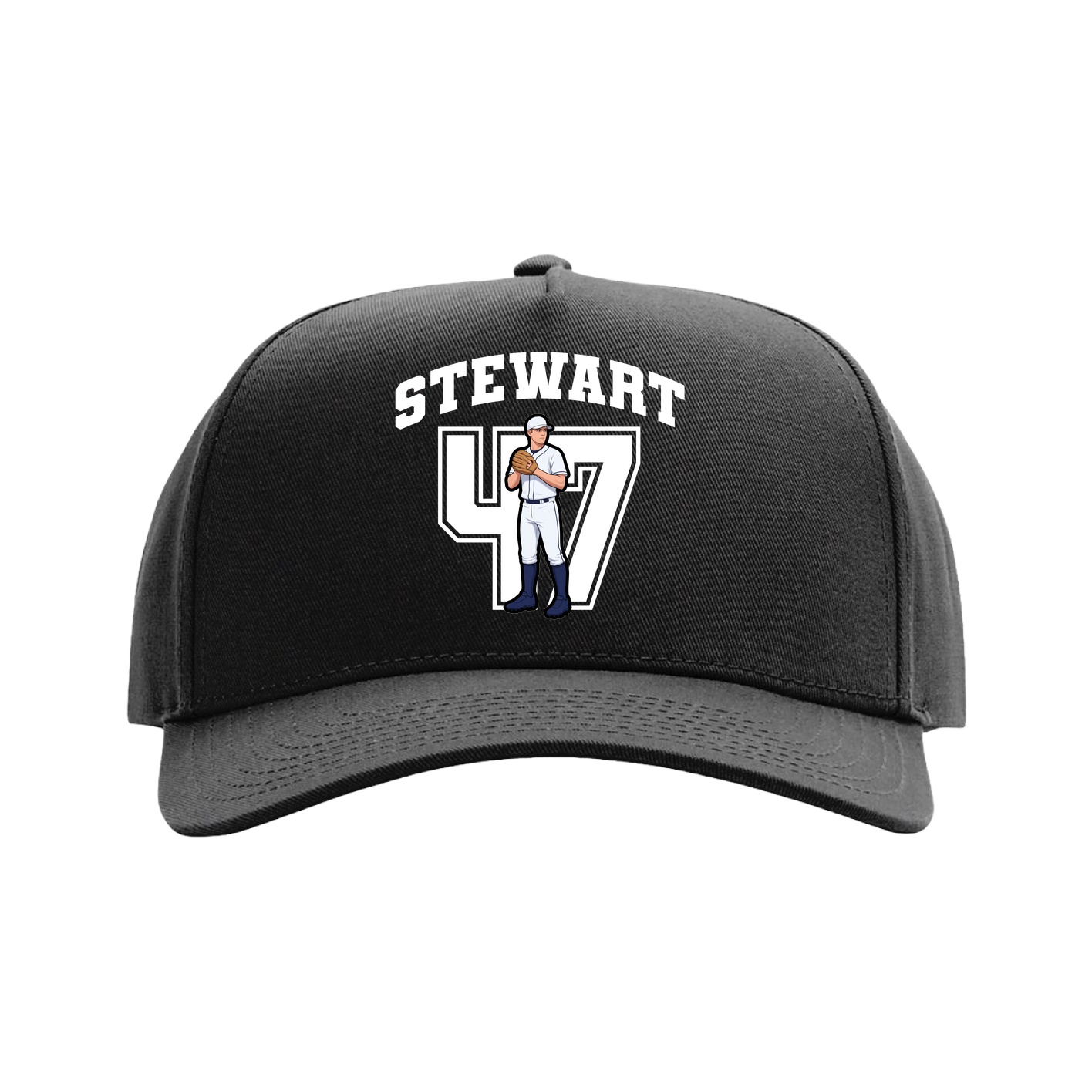 Full Fabric Five-Panel Champ Cap — Number in Black