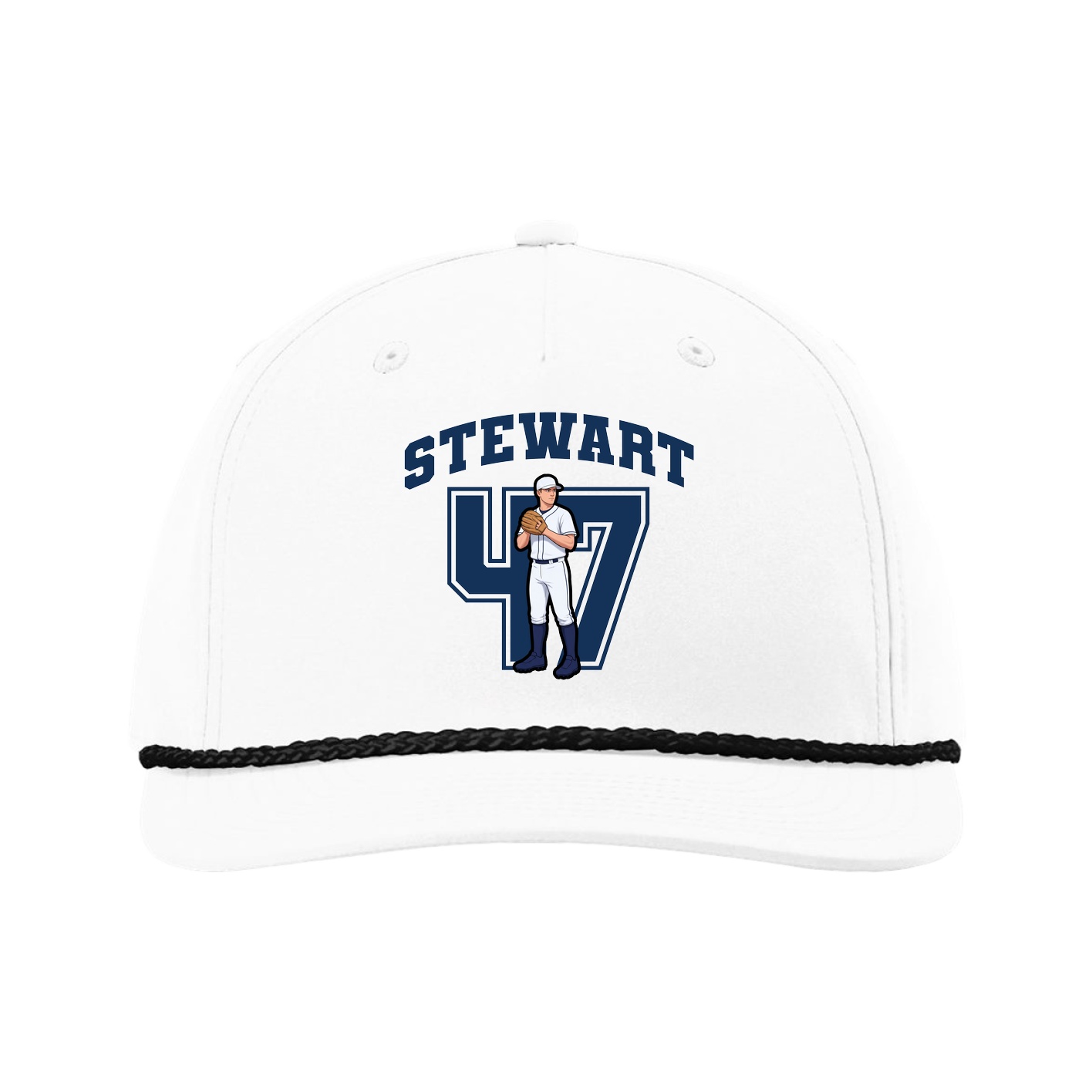 Five-Panel Classic Rope Cap — Number in White