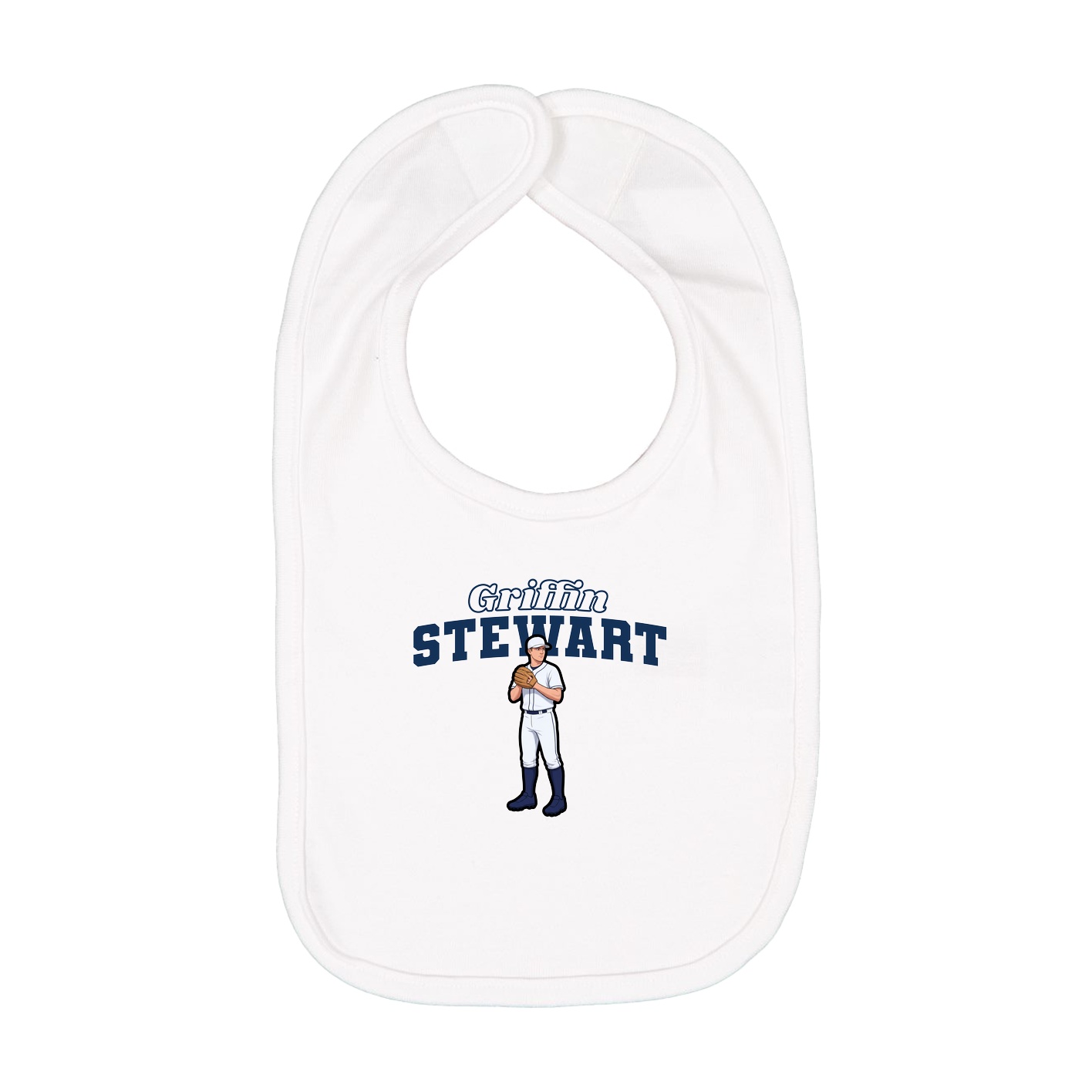 Infant Bib — Name Arch in White