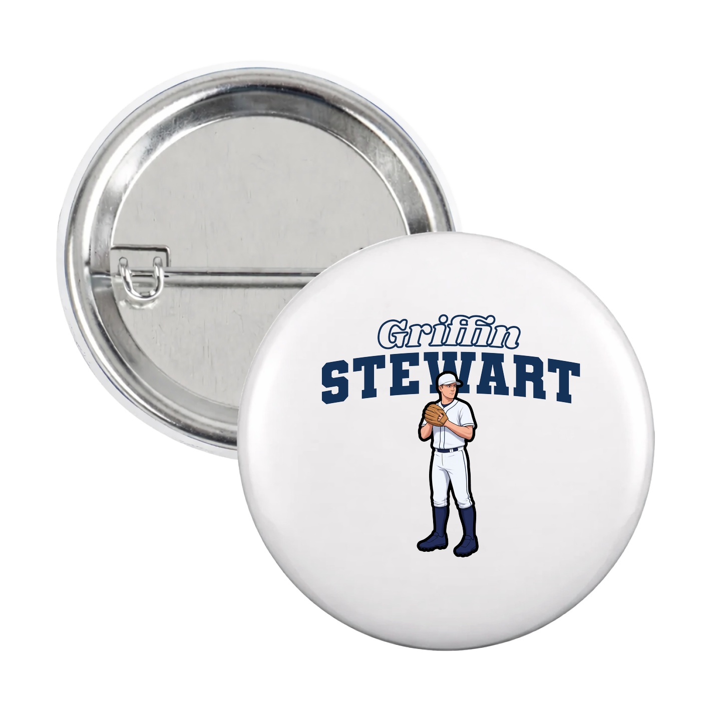Game Day Button — Name Arch in White