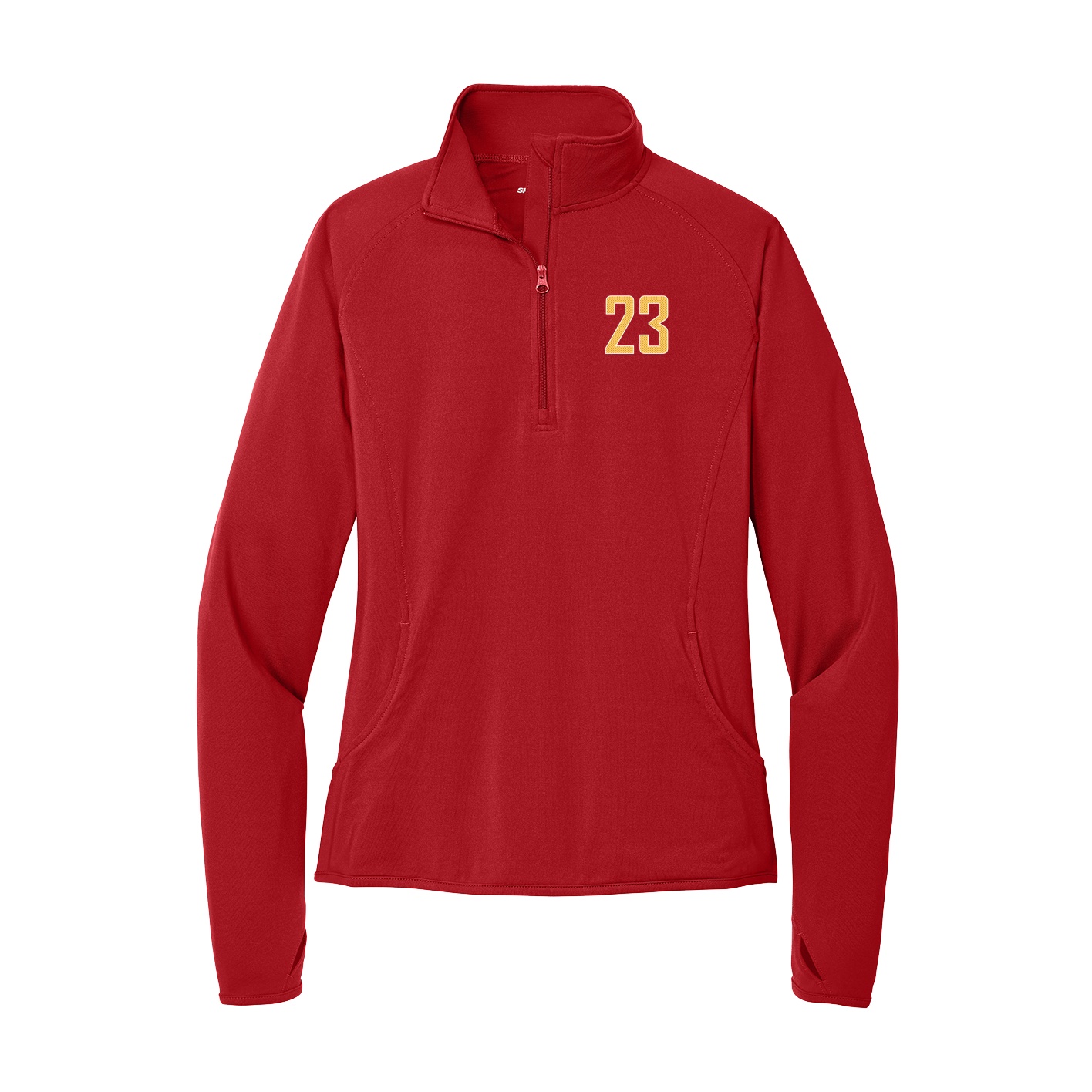 Women's Q-Zip Pullover — Front Shirsy in Red