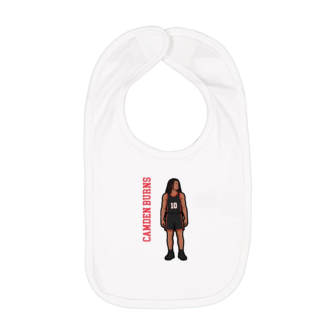 Infant Bib — Name Vertical in White