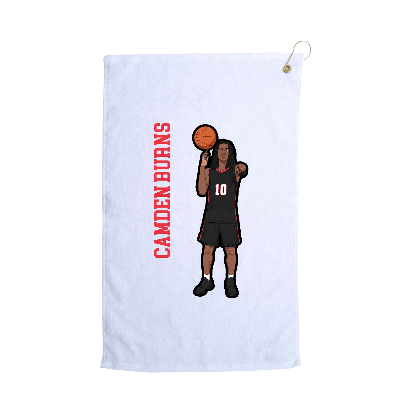 Golf Towel — Name Vertical in White