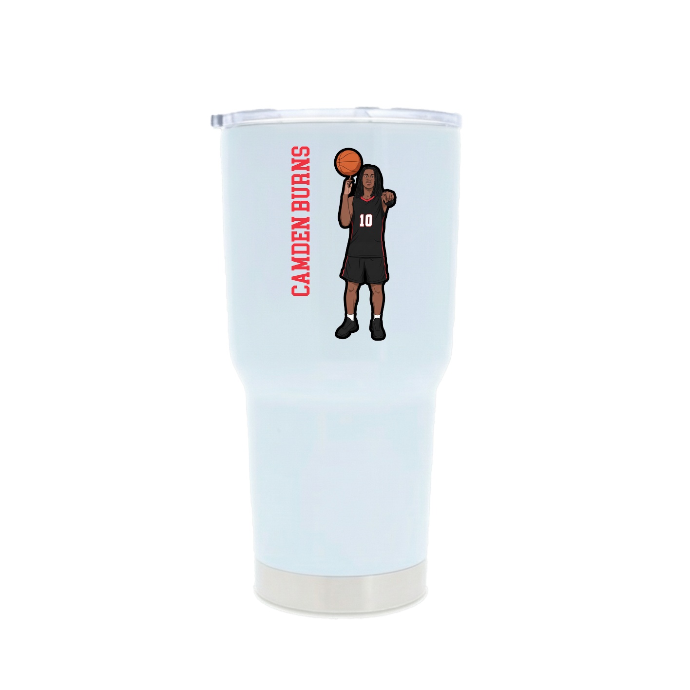 30oz Stainless Steel Tumbler — Name Vertical in White