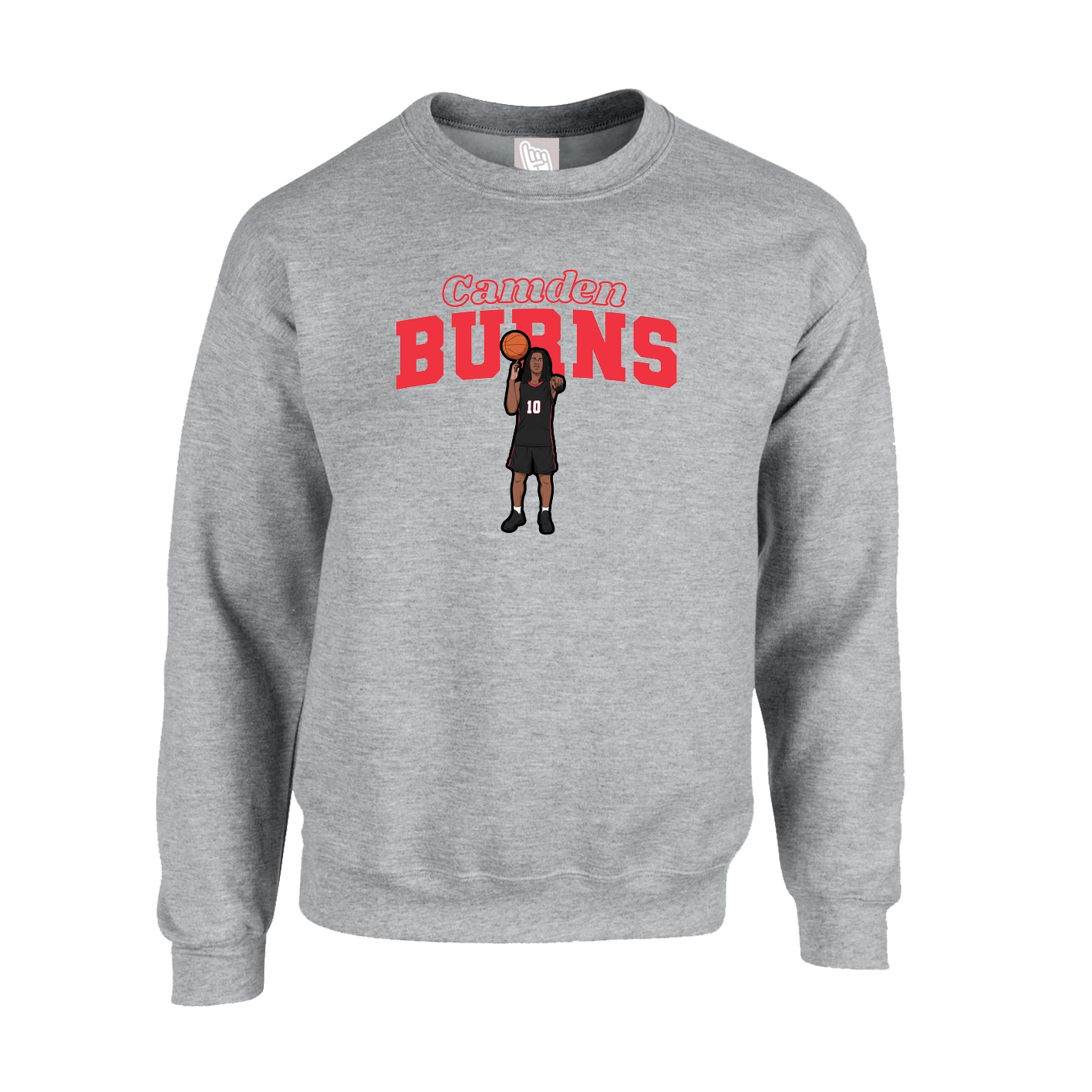 Fleece Crew — Name Arch in Grey
