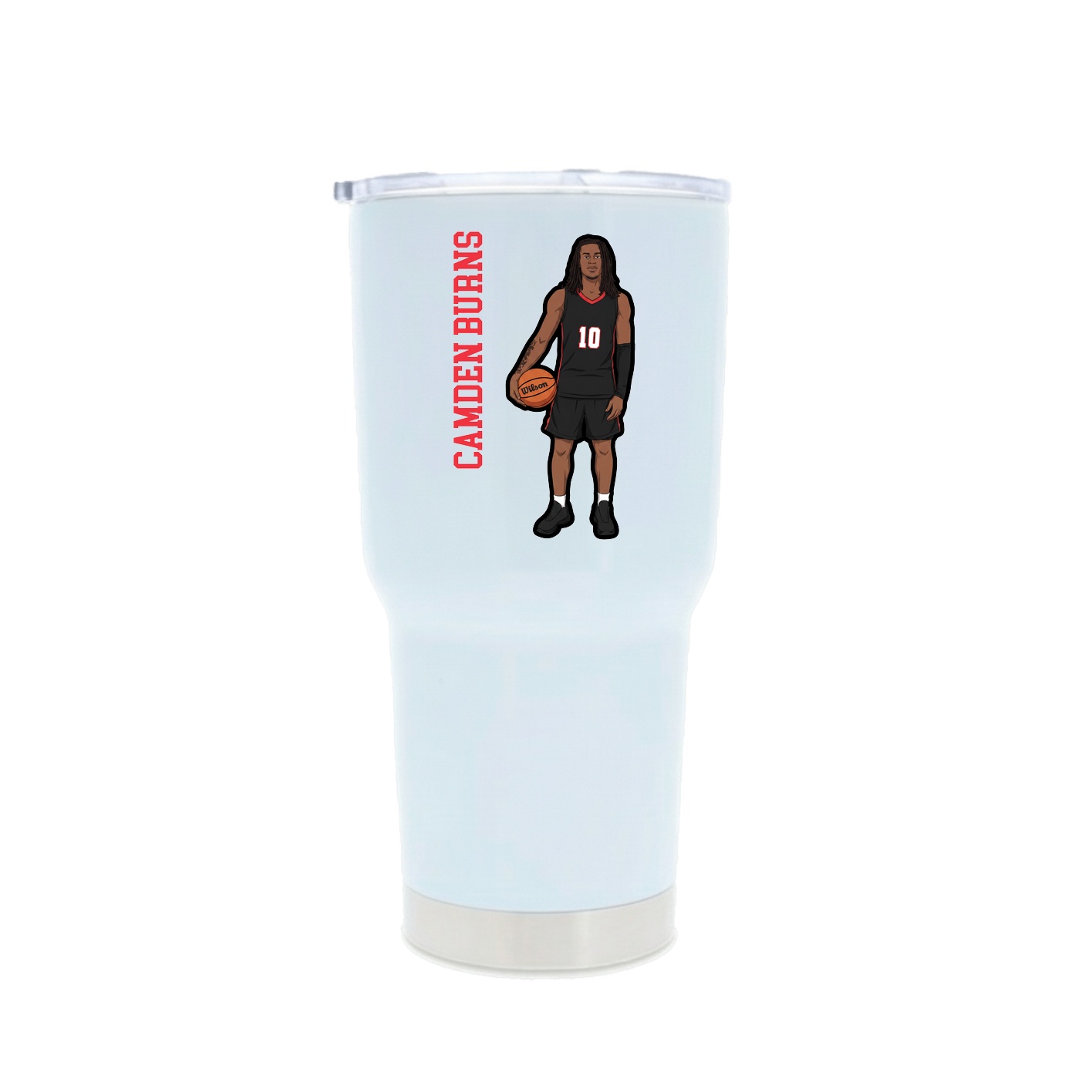 30oz Stainless Steel Tumbler — Name Vertical in White