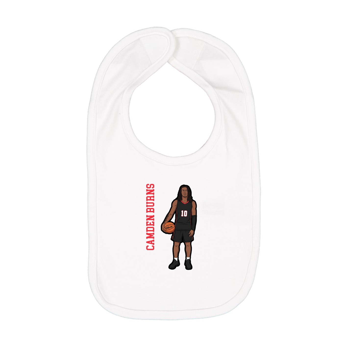 Infant Bib — Name Vertical in White