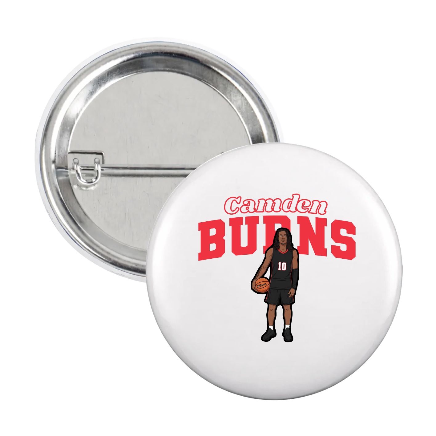 Game Day Button — Name Arch in White