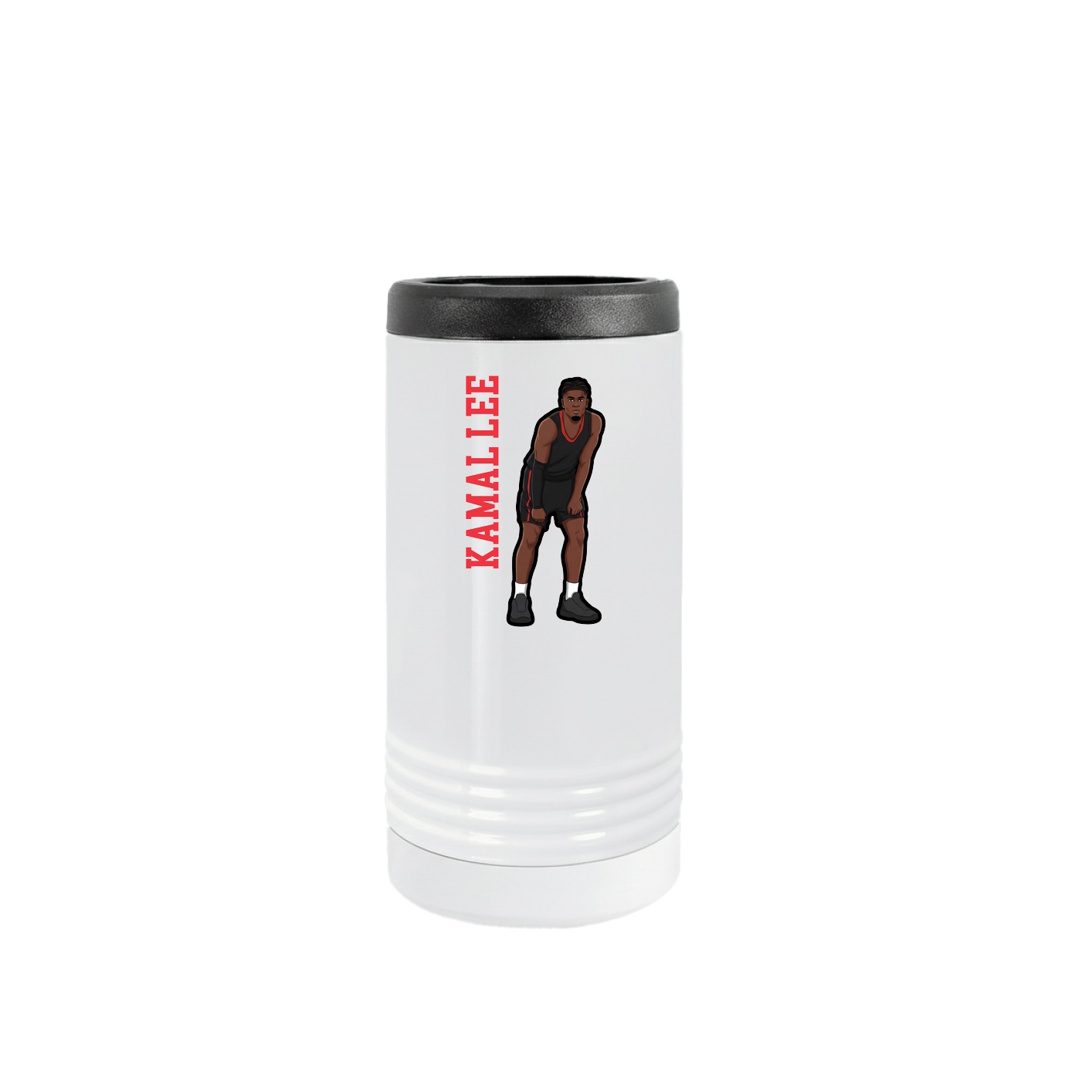 Slim Beverage Holder — Name Vertical in White