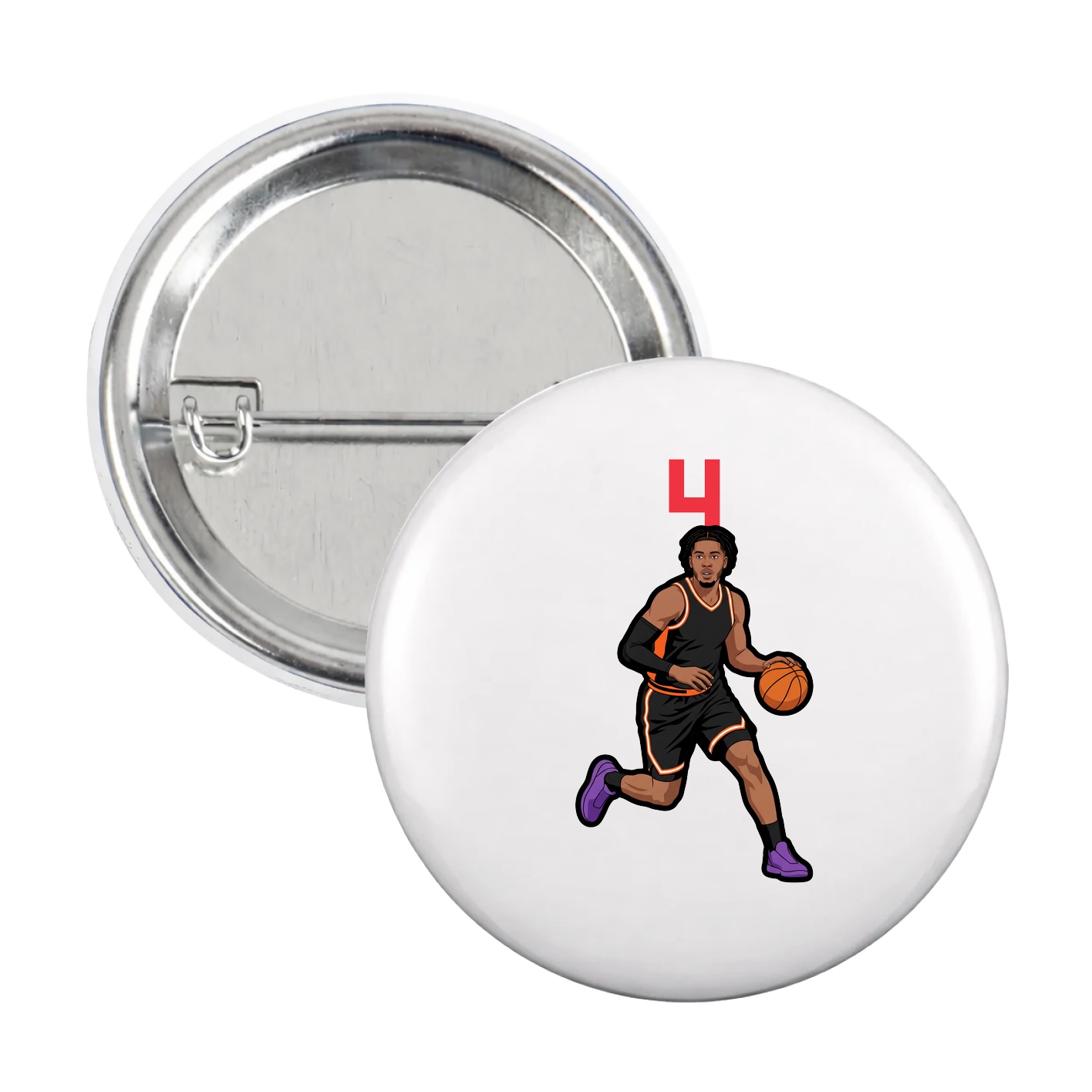 Game Day Button — Number Top in White