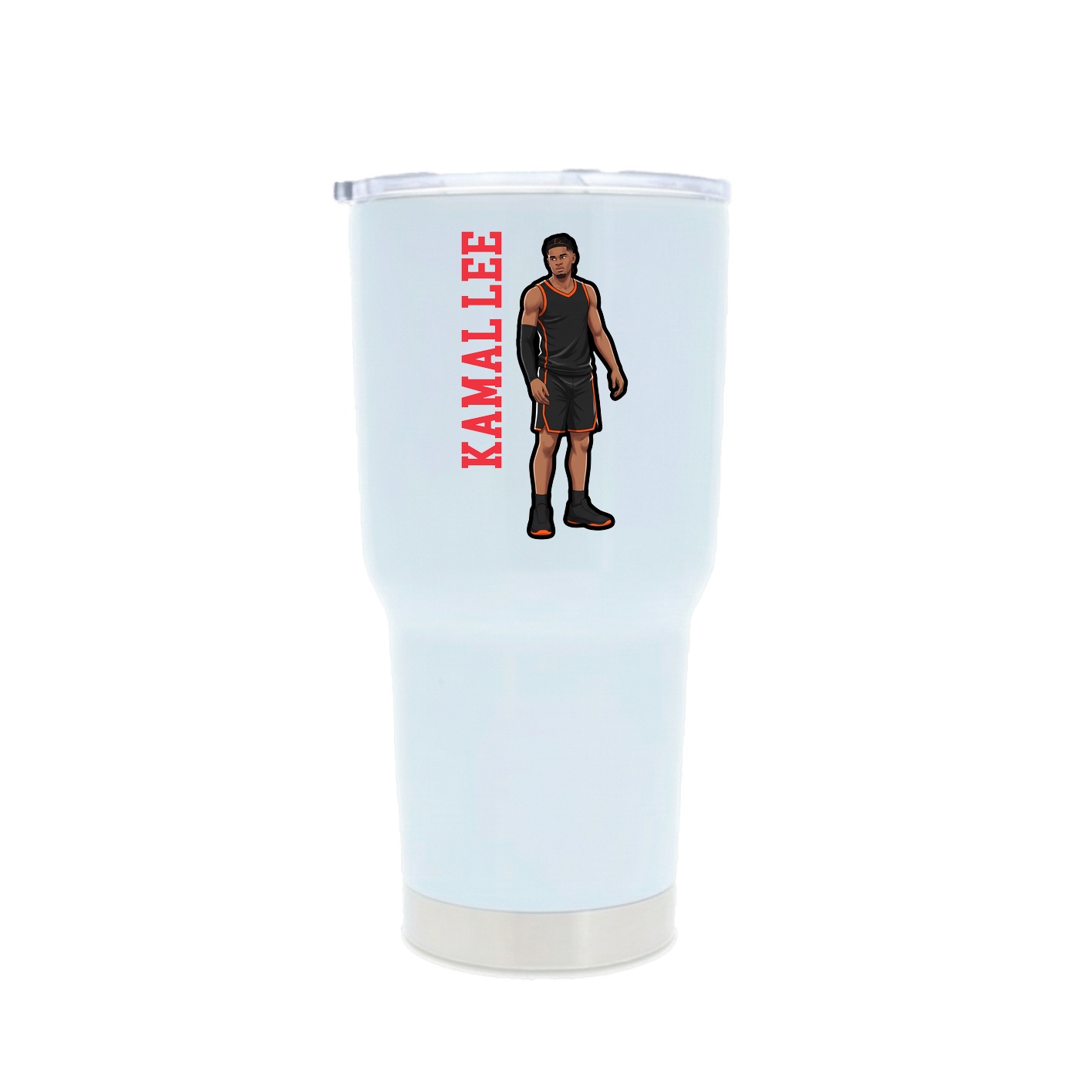 30oz Stainless Steel Tumbler — Name Vertical in White