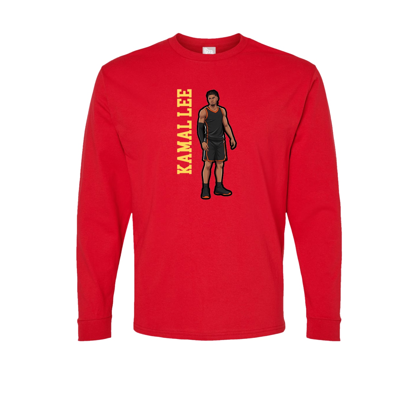 Long Sleeve Tee — Name Vertical in Red
