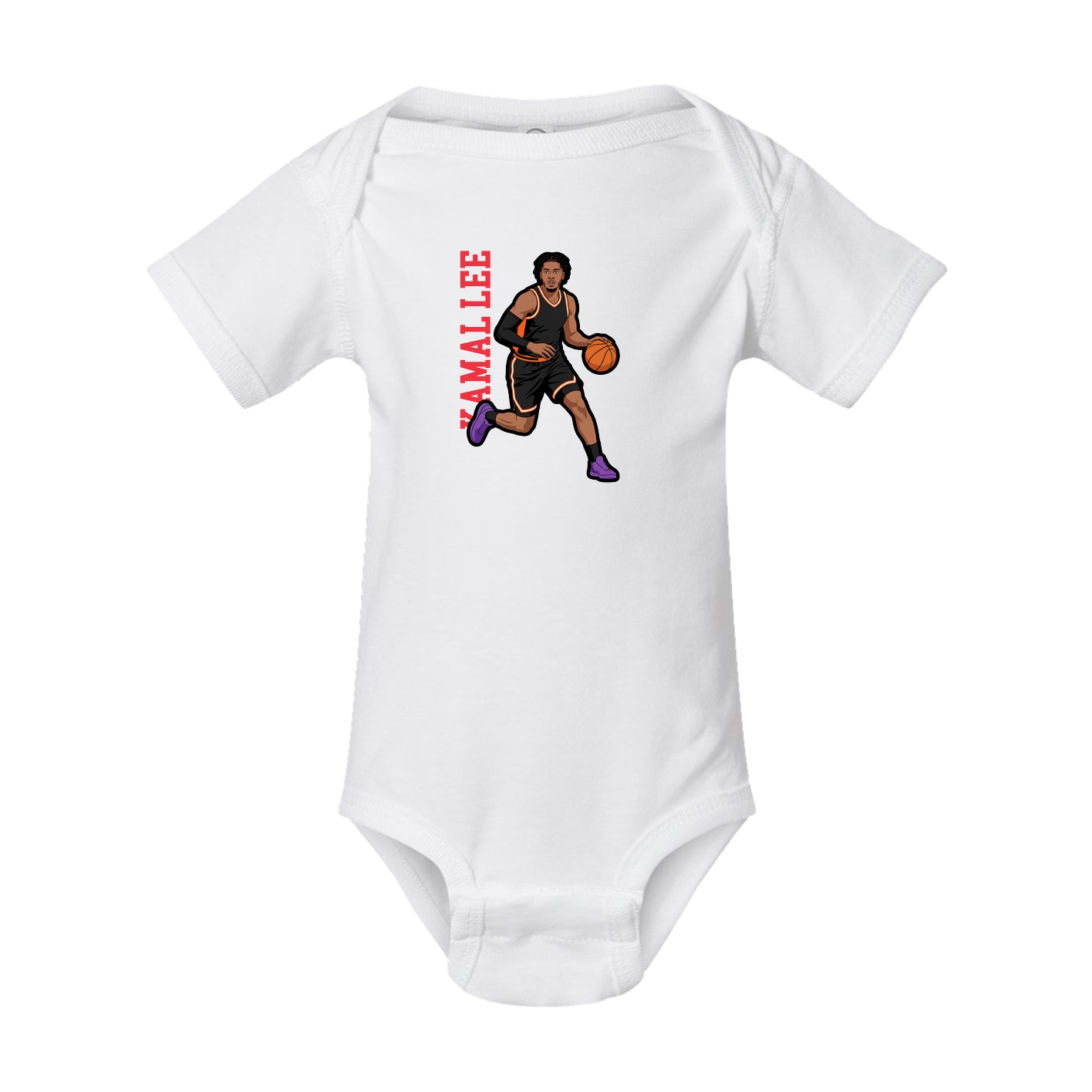 Baby Onesie — Name Vertical in White