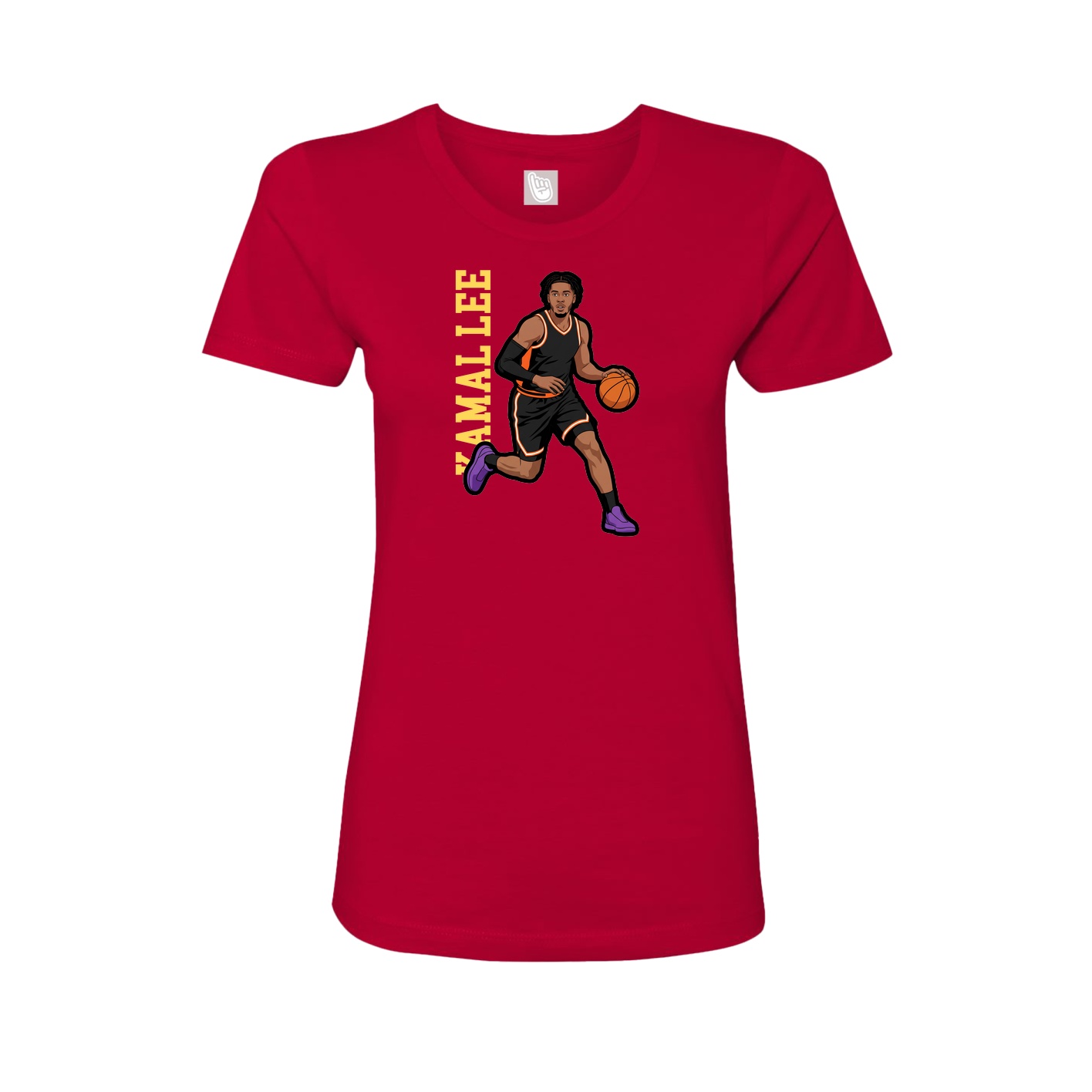 Fitted Women's Tee — Name Vertical in Red